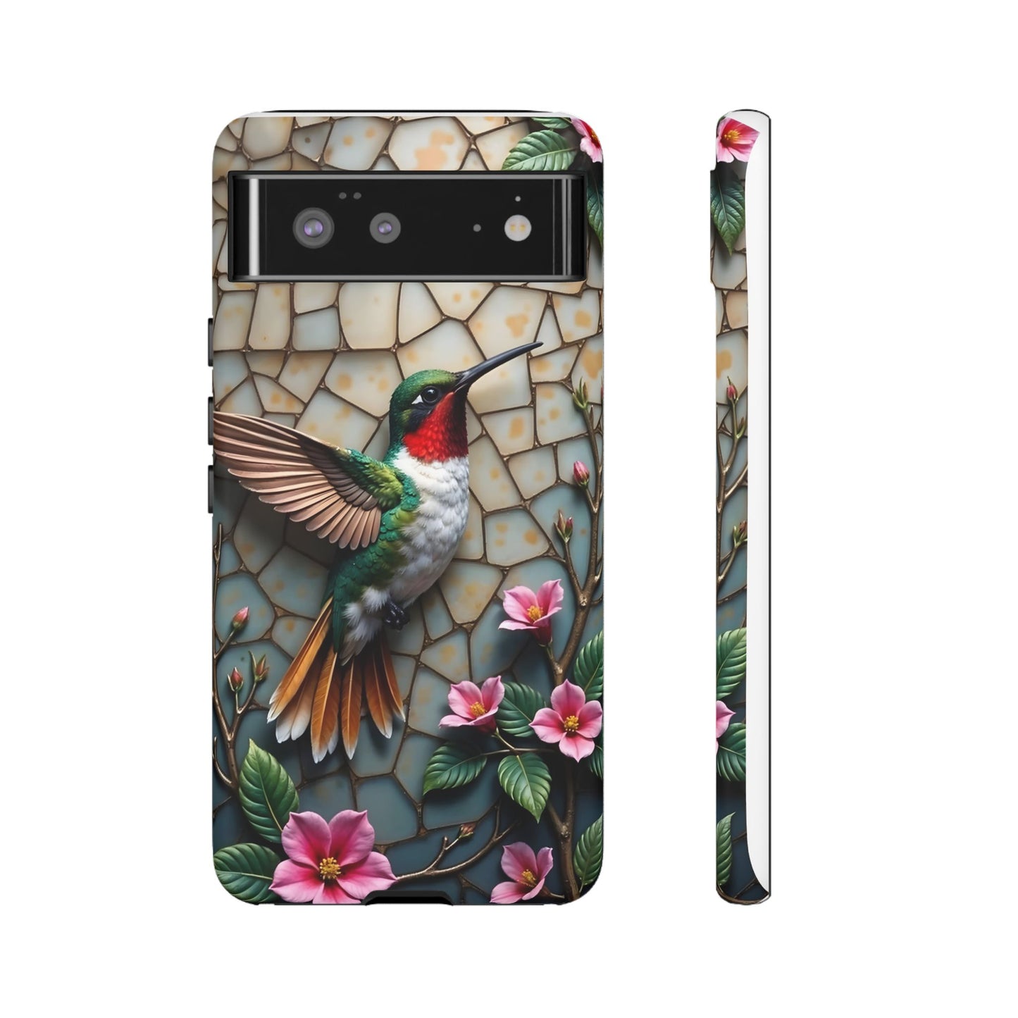 Vivid Hummingbird with Blossoming Branches | Artistic Mosaic Style