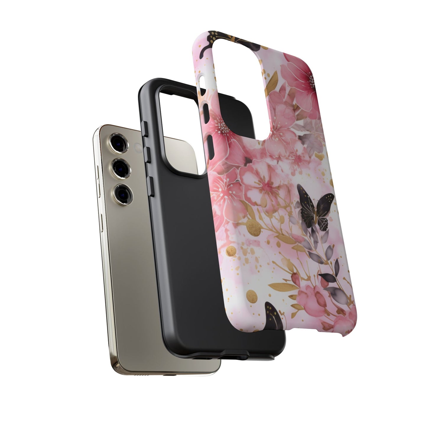 Pink Blossom & Gold Butterfly Mobile Case