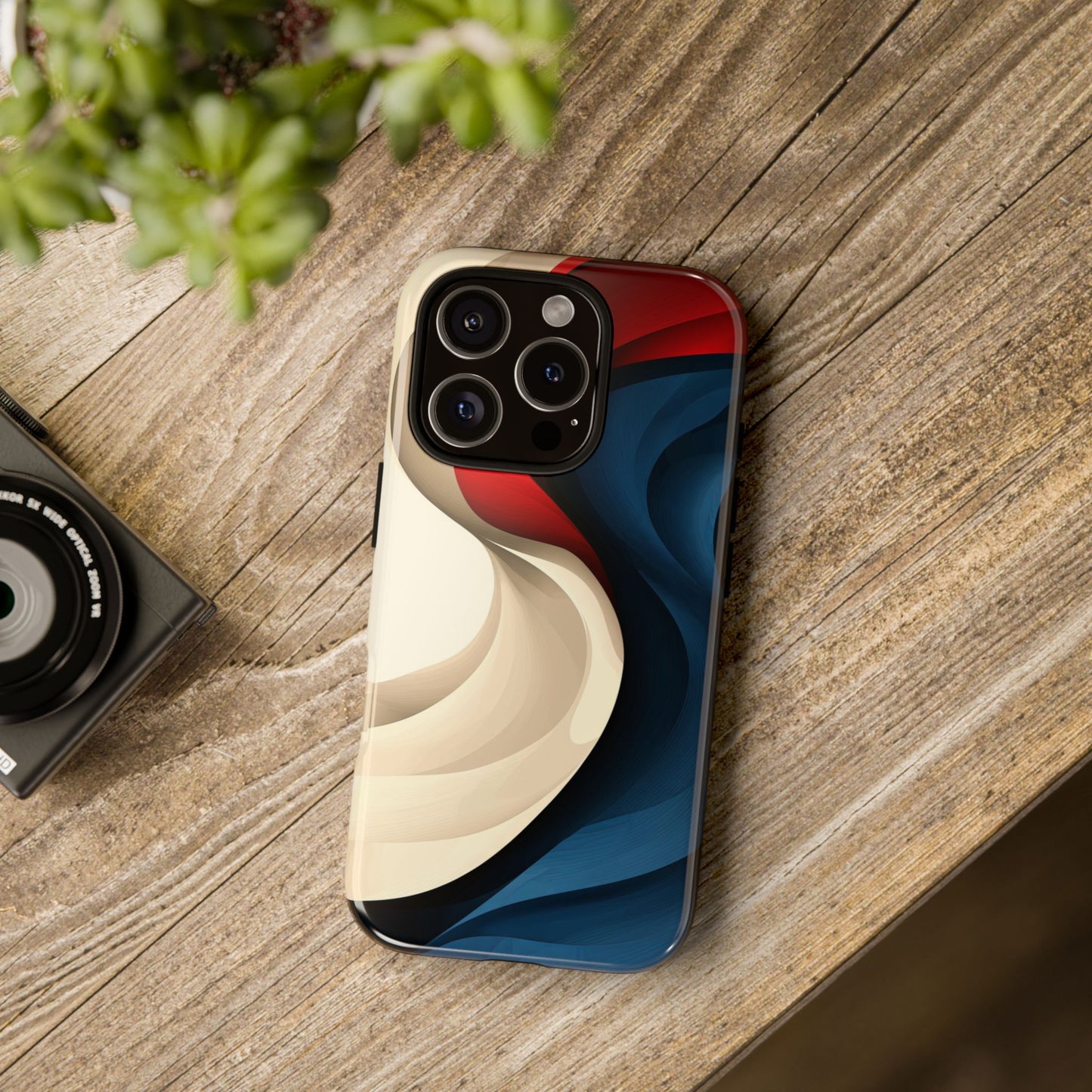 Crimson Current – Flowing Abstract Wave Phone Case for iPhone, Samsung & Pixel