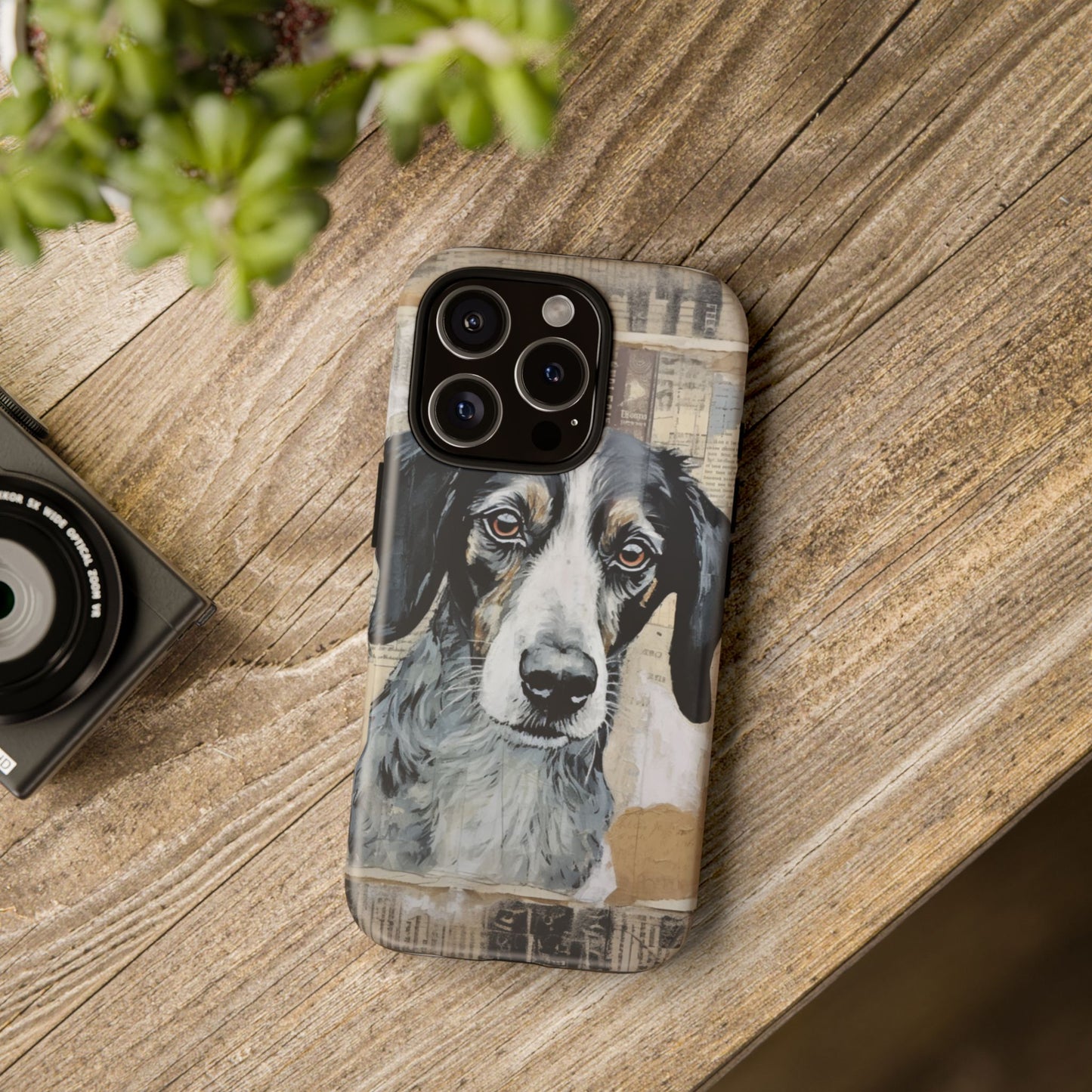 Personalized Rustic Dog Portrait – Vintage Collage Art Style