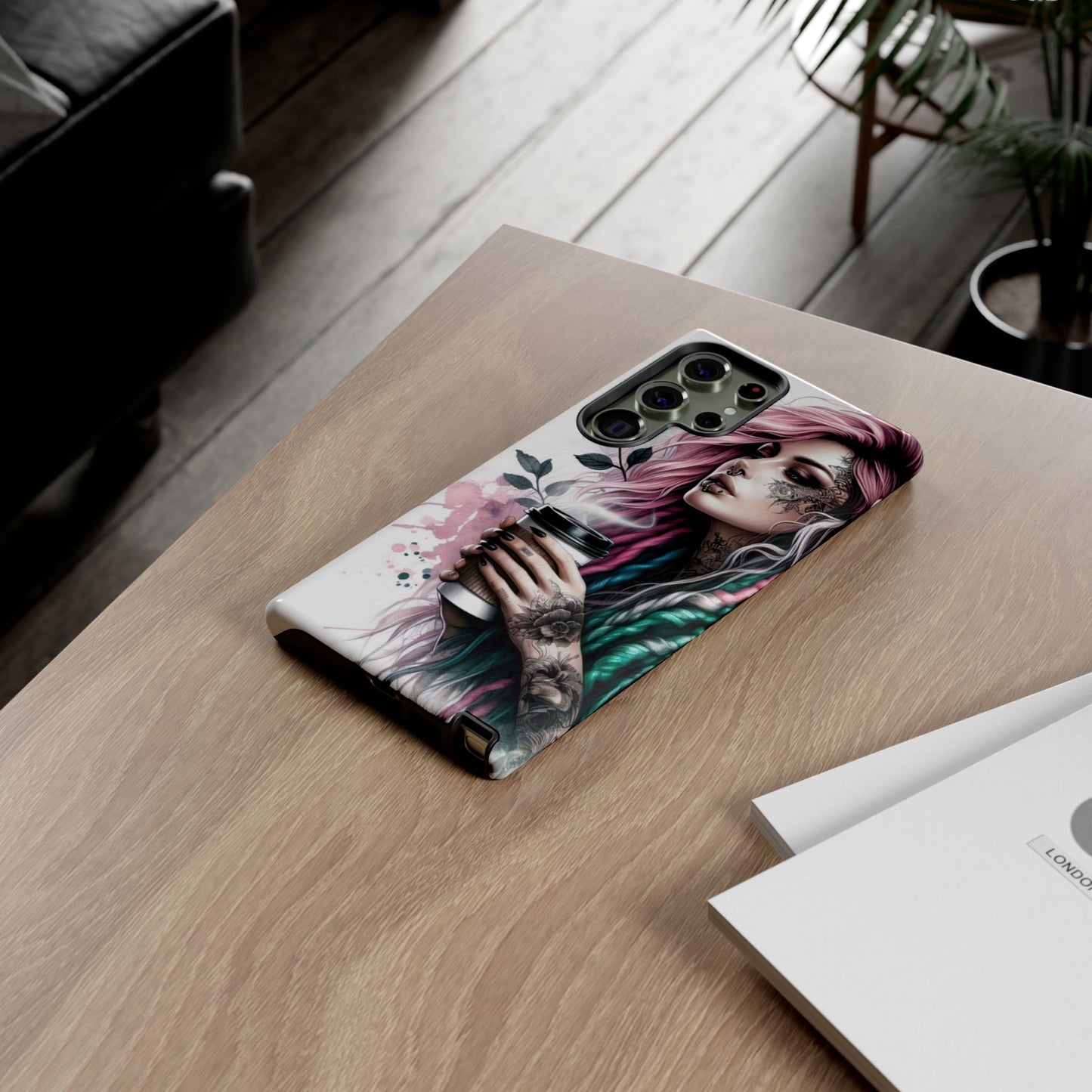 Boho Rebel – Vibrant Dreadlocks & Tattooed Coffee Lover Mobile Cover