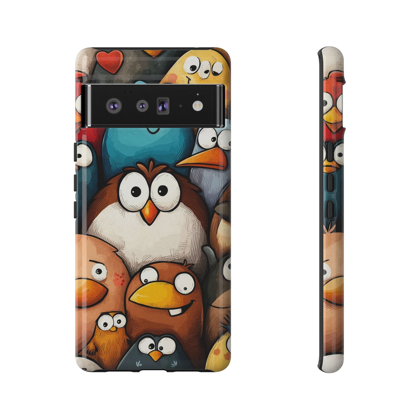Quirky Bird Squad Anime Phone Case for iPhone, Samsung, Google Pixel