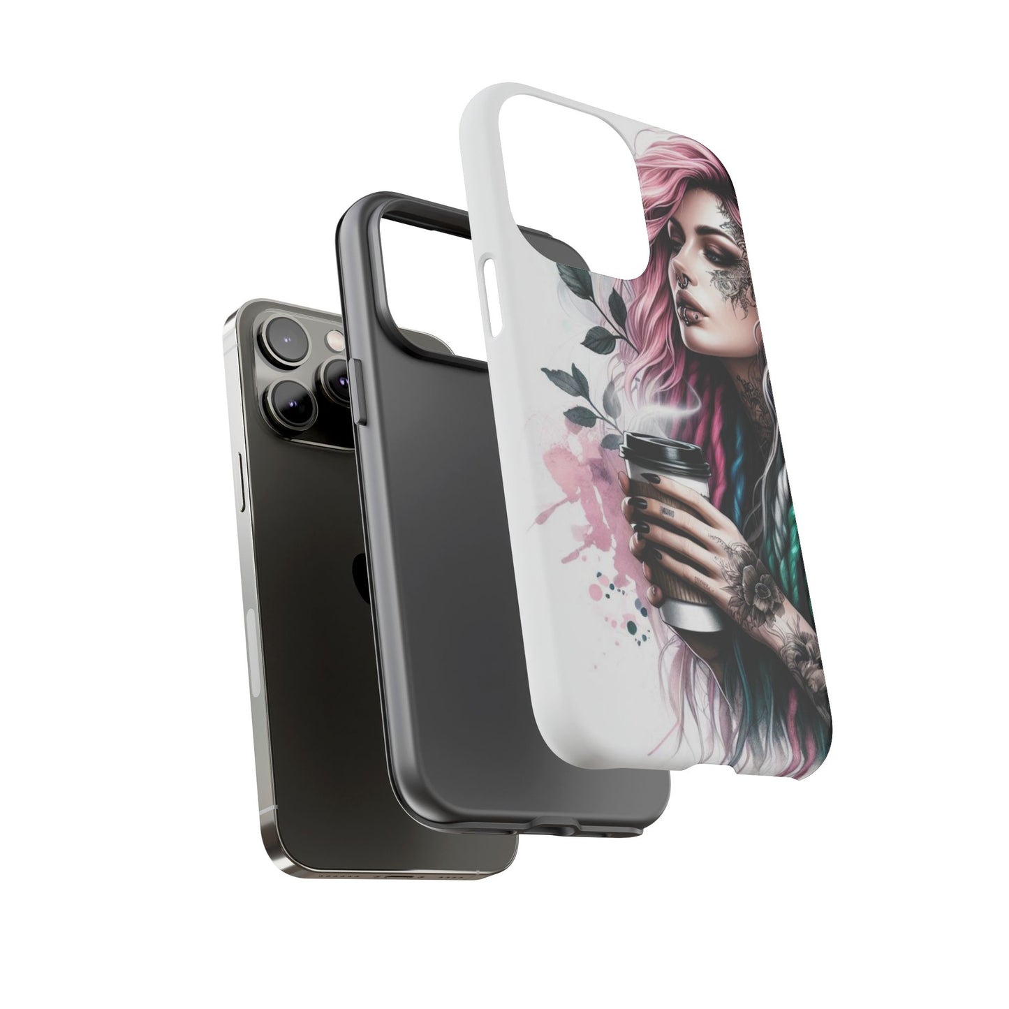 Boho Rebel – Vibrant Dreadlocks & Tattooed Coffee Lover Mobile Cover