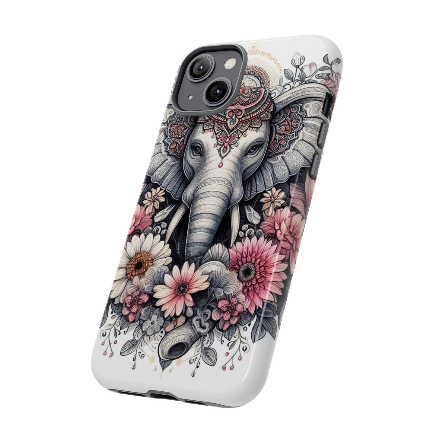 Royal Elephant Mandala Phone Case – Intricate Bohemian Floral Design