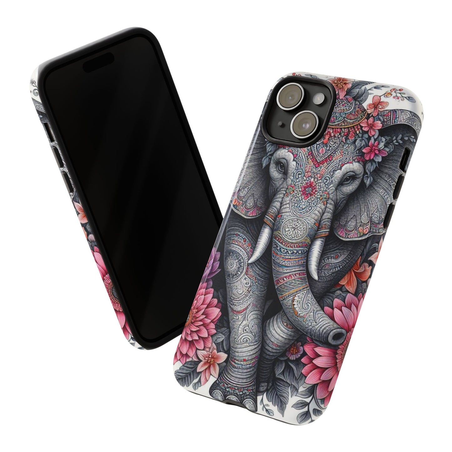 Bohemian Floral Elephant Mobile Cover – Intricate Mandala Art