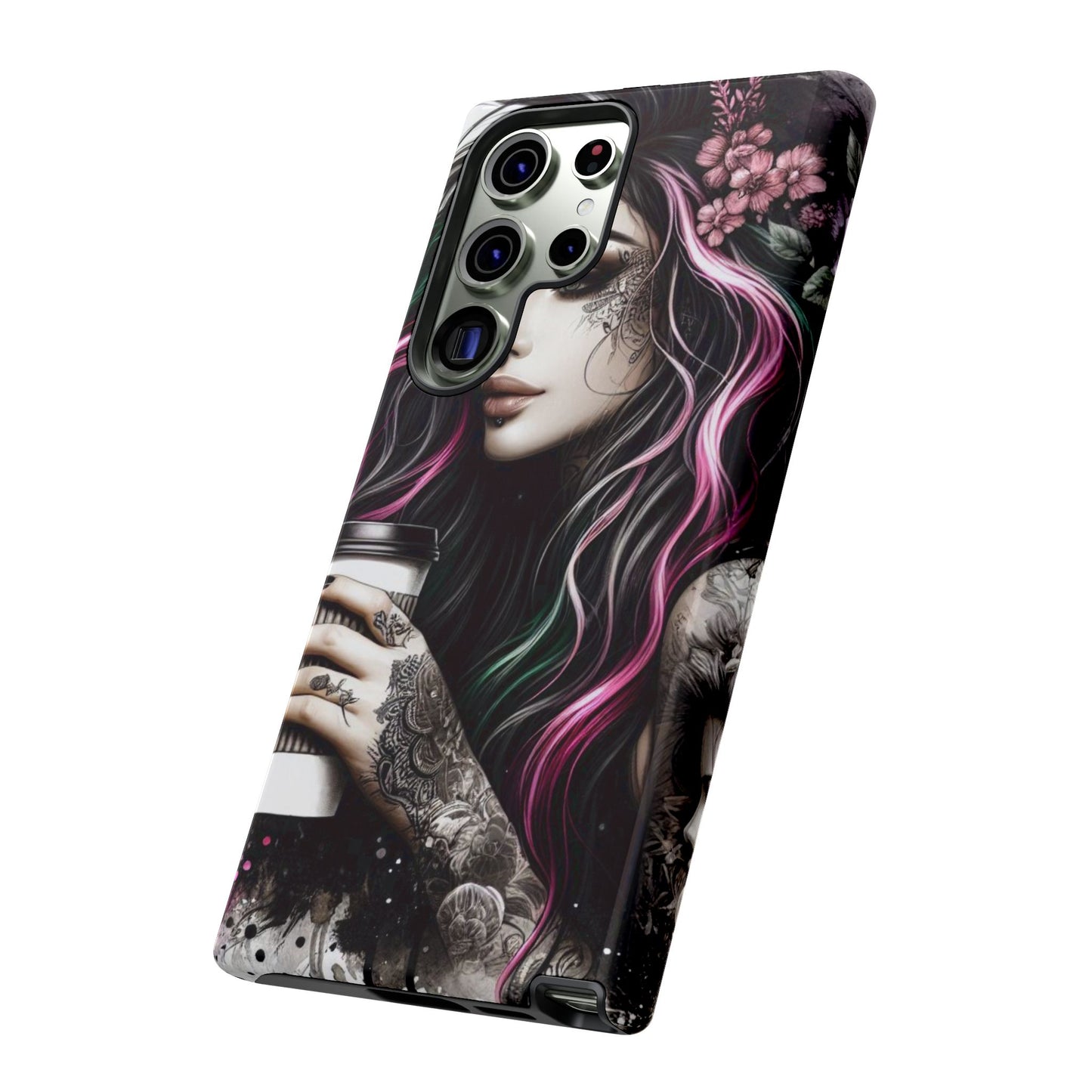 Tattooed Serenity – Gothic Coffee Lover Mobile Cover