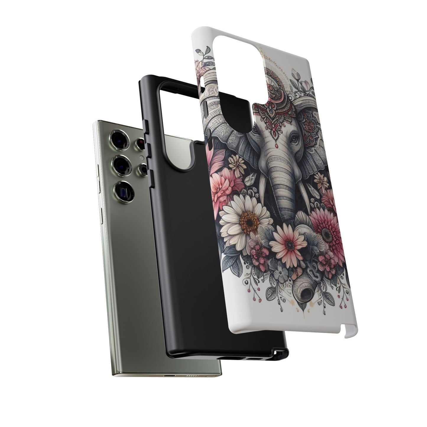Royal Elephant Mandala Phone Case – Intricate Bohemian Floral Design