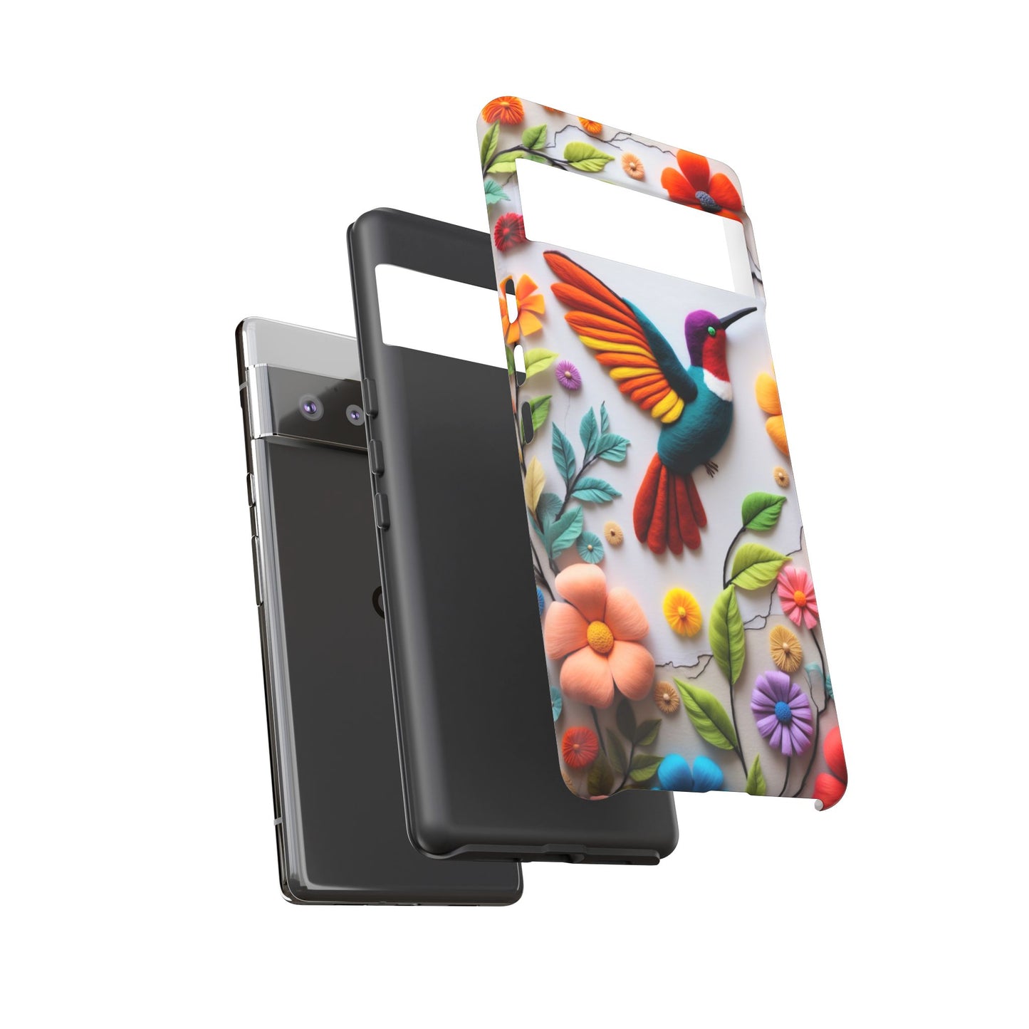 Embroidered Hummingbird with Floral Design | Nature's Elegant Stitch | iPhone 16 Pro