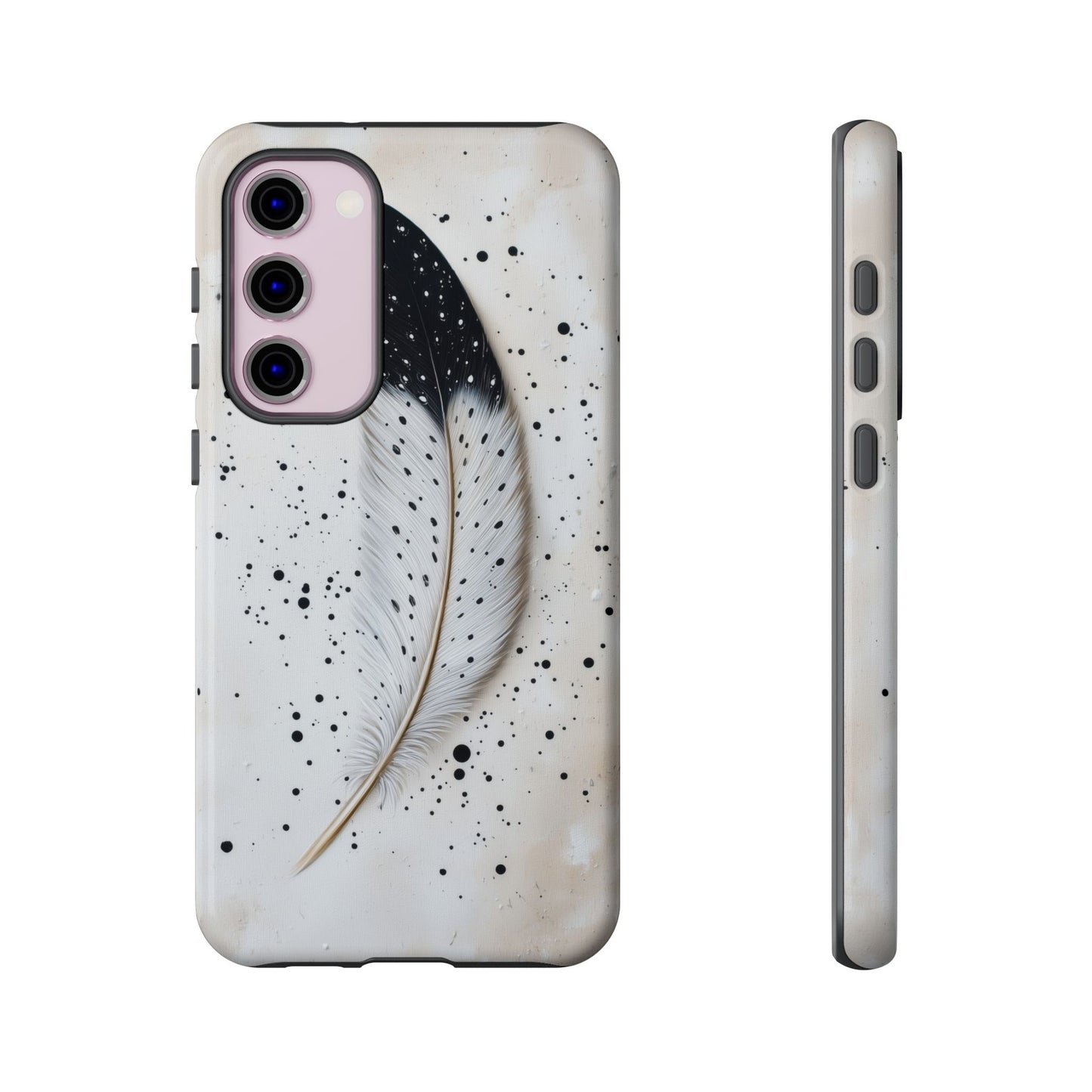 Elegant Owl Feather Phone Case – Black & White for iPhone, Samsung & Google Pixel