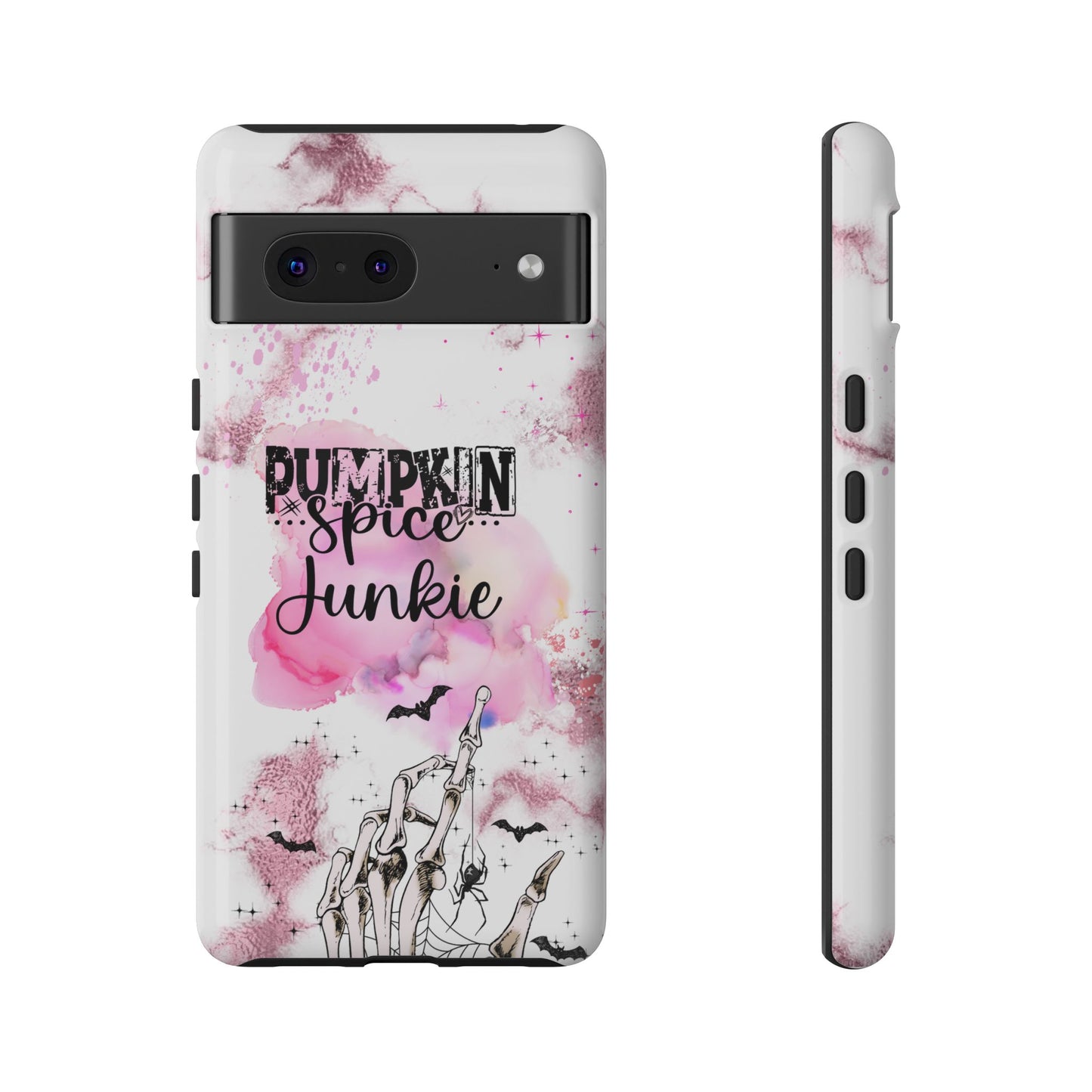 Pumpkin Spice Junkie Phone Case - Fall Aesthetic Cover for iPhone, Samsung & Google Pixel, Skeleton Hand Phone Case, Watercolor Phone Cover, Girly Phone Case