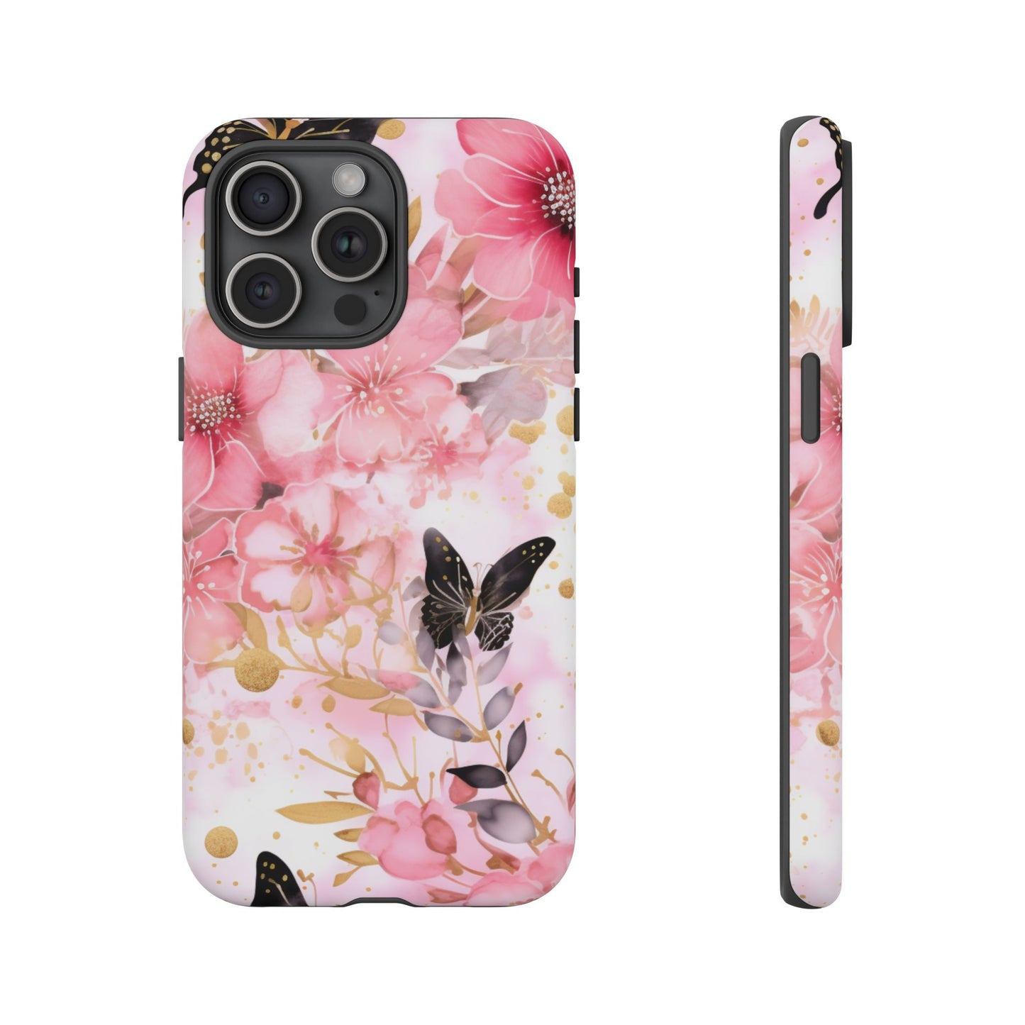 Pink Blossom & Gold Butterfly Mobile Case