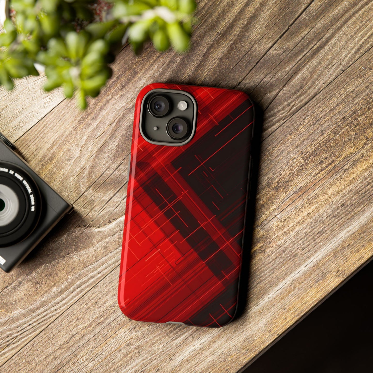 Abstract Red and Black Geometric Pattern