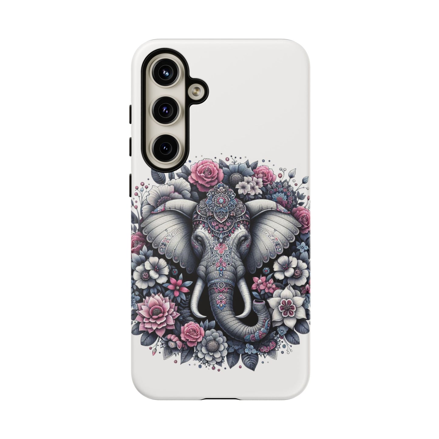 Ornate Floral Elephant Mobile Cover – Elegant Bohemian Art