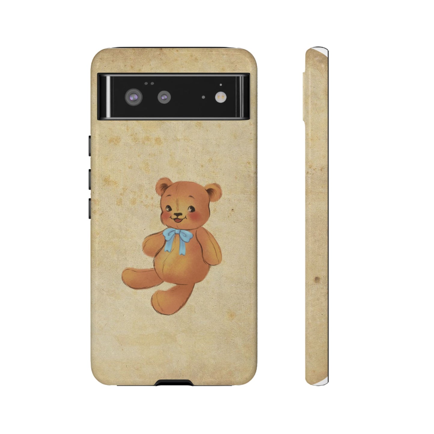 Vintage Teddy Bear Phone Case β Minimal Aesthetic, Soft Beige Retro Cover for iPhone, Samsung & Pixel