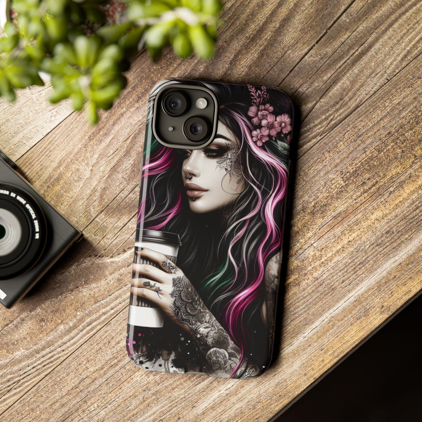 Tattooed Serenity – Gothic Coffee Lover Mobile Cover