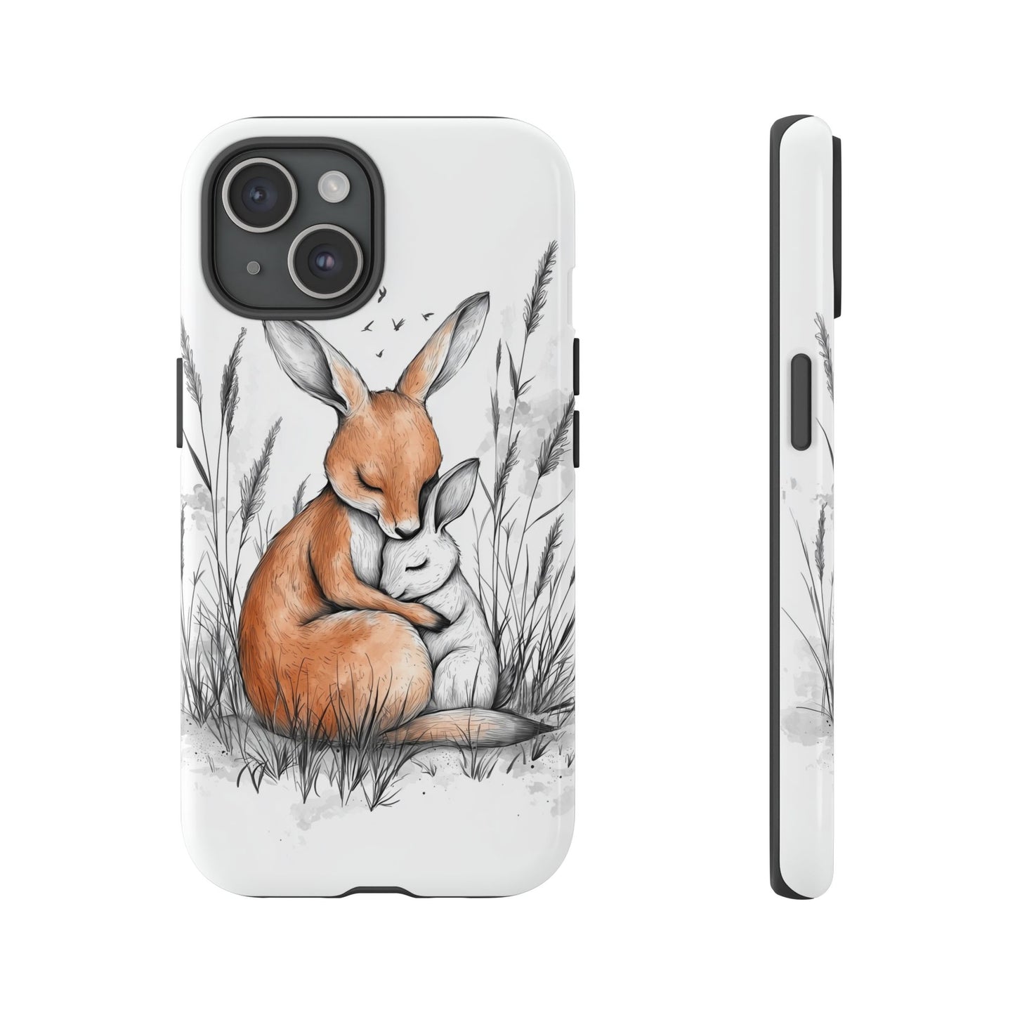 Bunny Embrace: Watercolor Woodland Hug Phone Case for iPhone, Samsung & Pixel