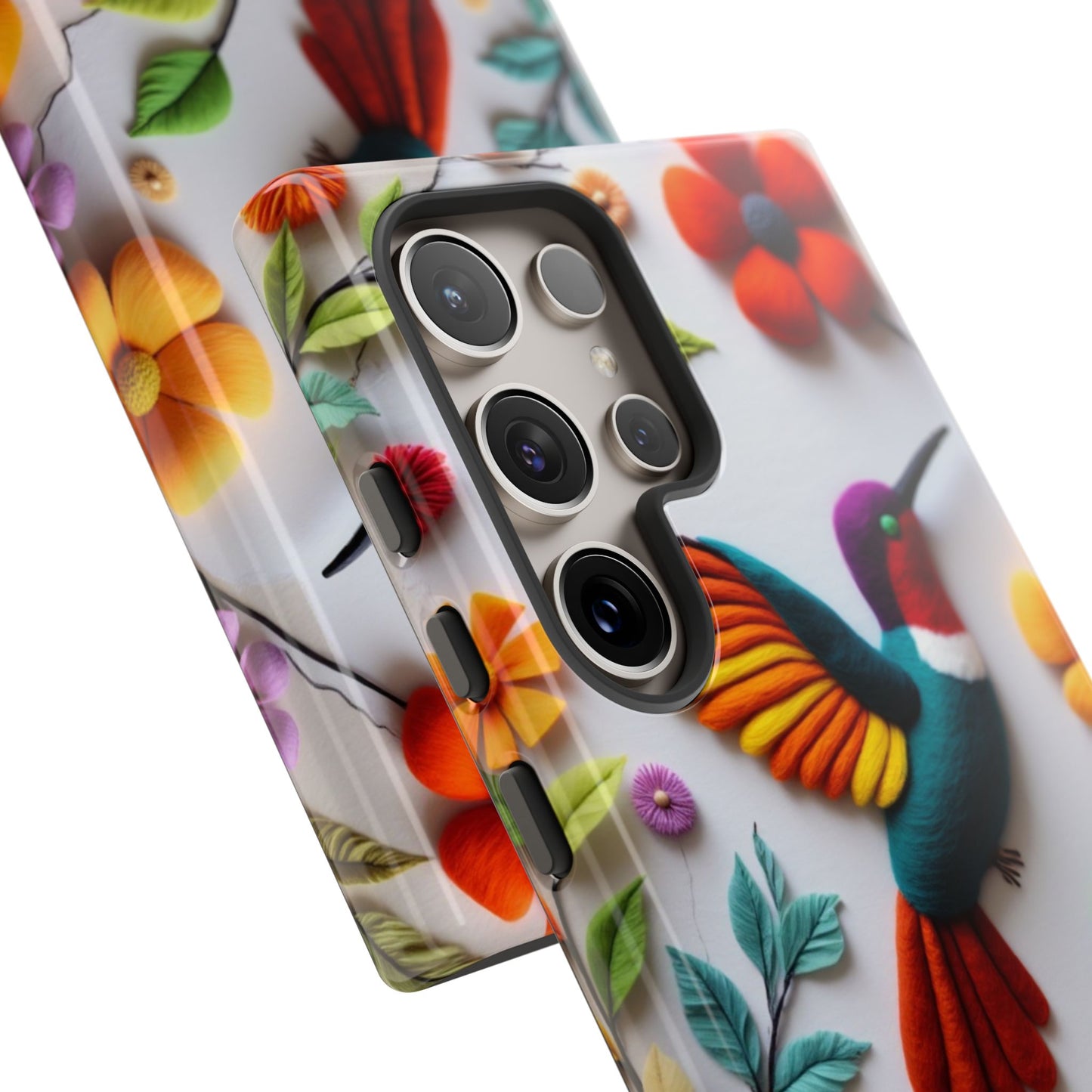 Embroidered Hummingbird with Floral Design | Nature's Elegant Stitch | iPhone 16 Pro