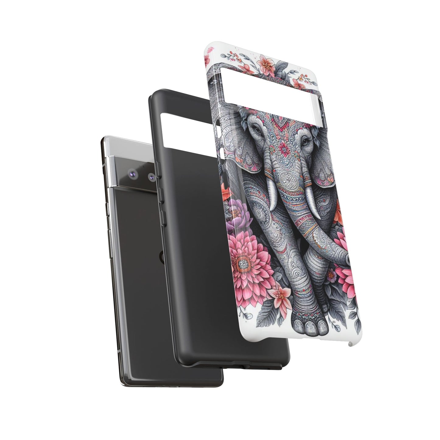 Bohemian Floral Elephant Mobile Cover – Intricate Mandala Art