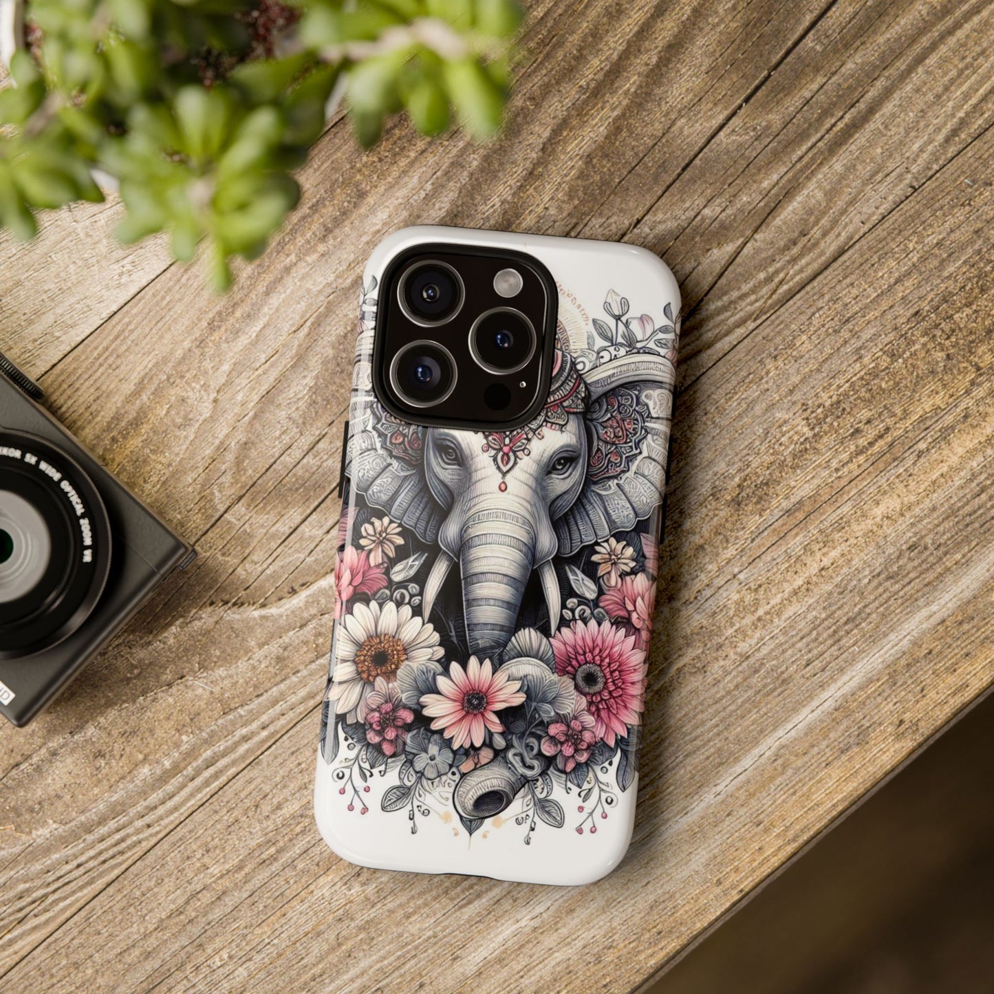 Royal Elephant Mandala Phone Case – Intricate Bohemian Floral Design