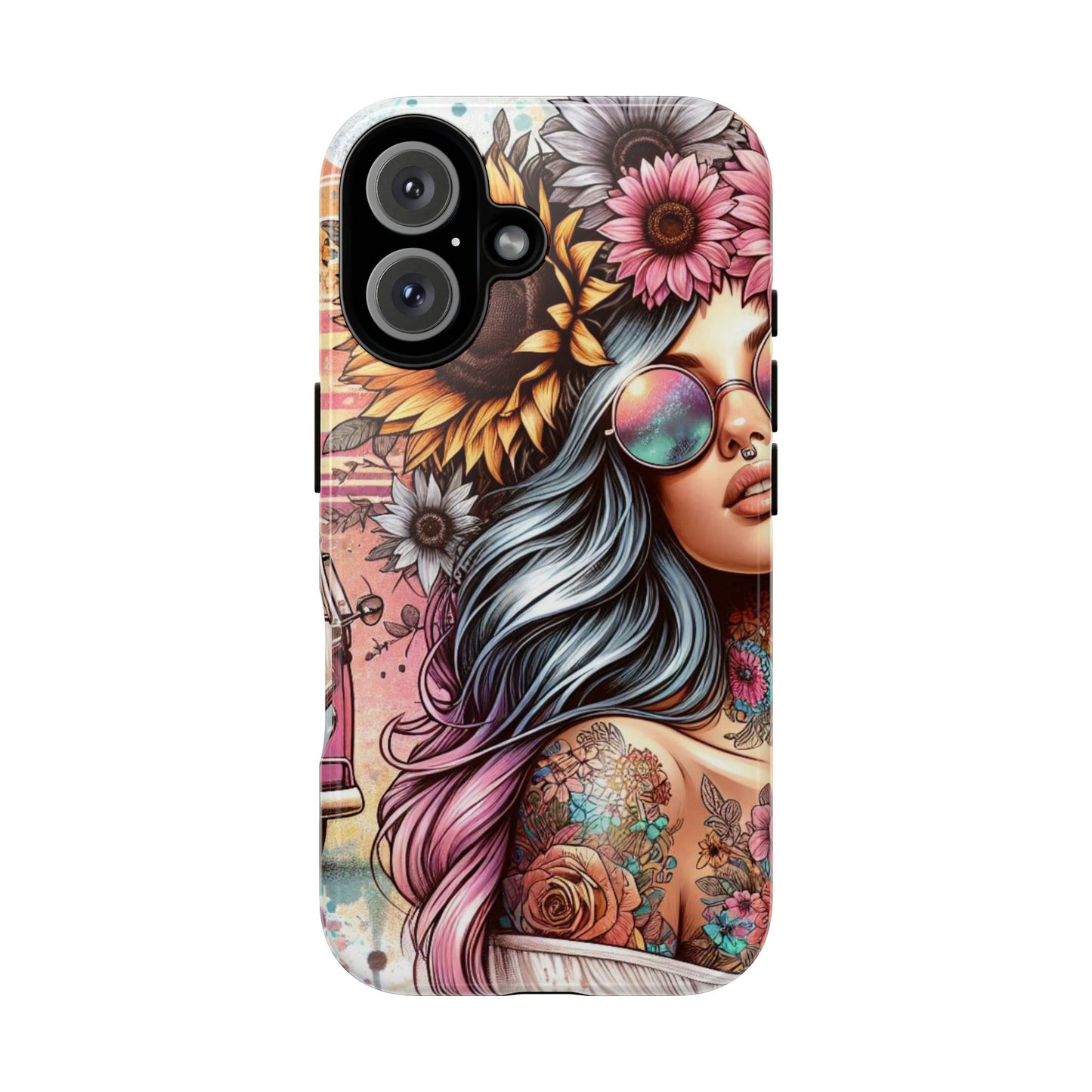 Retro Boho Wanderer – Sunflower Hippie Van Mobile Cover