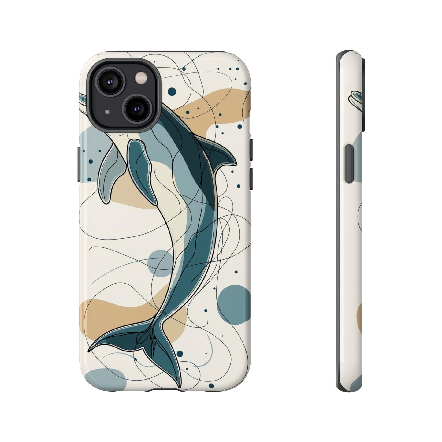 Ocean Whimsy: Abstract Dolphin Splash Phone Case for iPhone, Samsung & Pixel