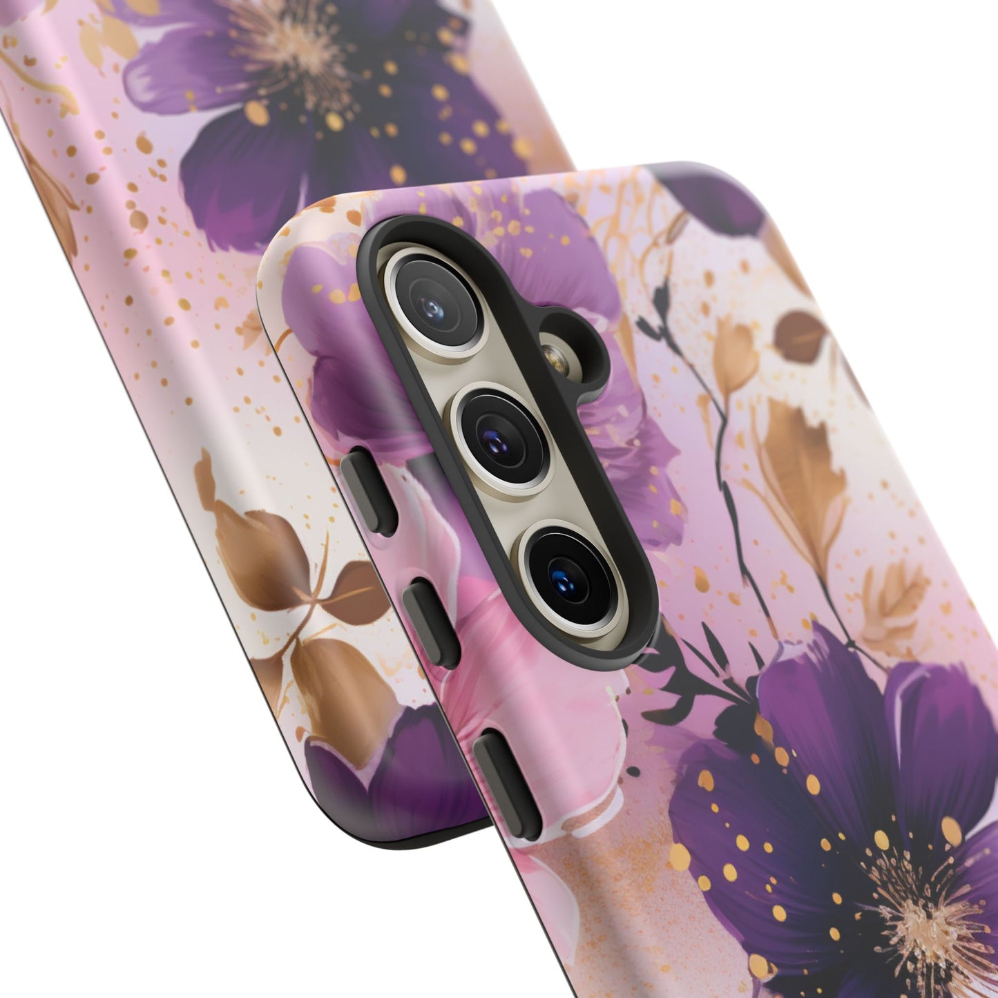 Luxury Purple & Gold Floral Aesthetic Mobile Case
