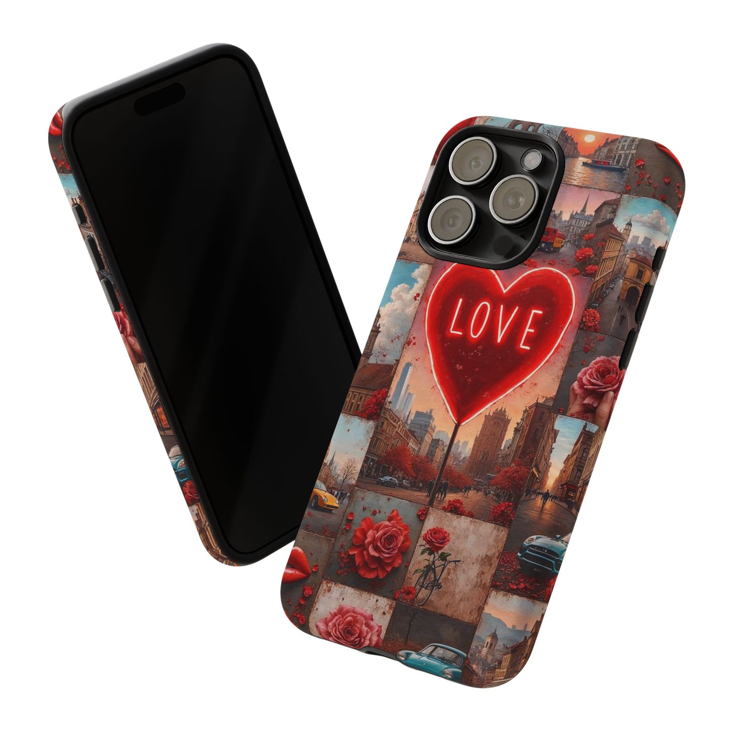 Neon Love Heart & Rose Phone Case