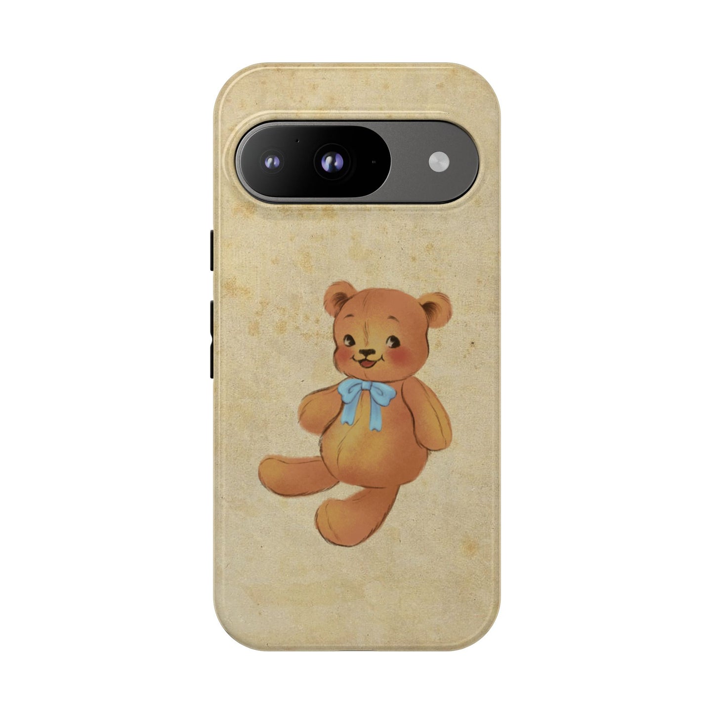 Vintage Teddy Bear Phone Case β Minimal Aesthetic, Soft Beige Retro Cover for iPhone, Samsung & Pixel
