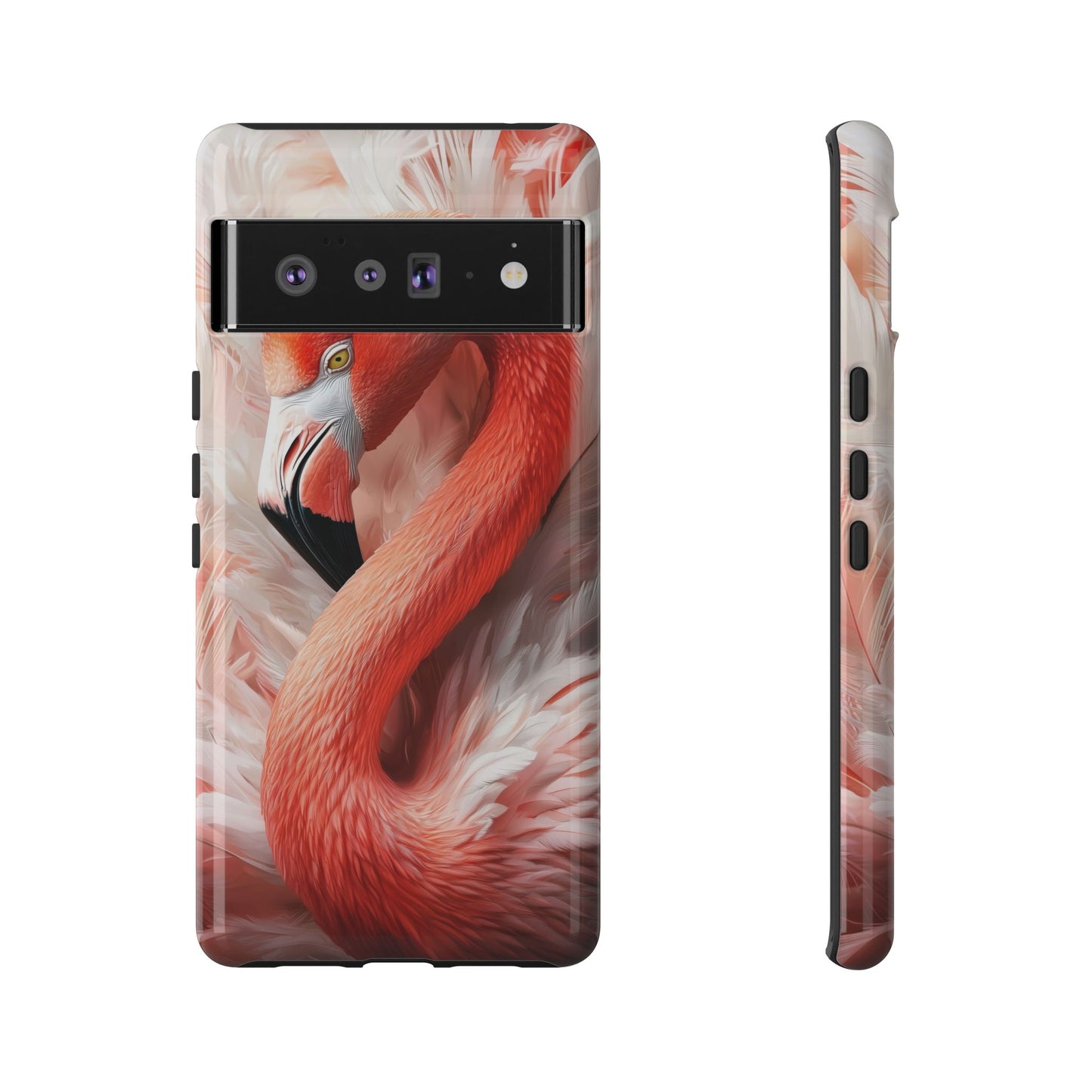 Elegant Flamingo Feather Phone Case for iPhone, Samsung & Google Pixel