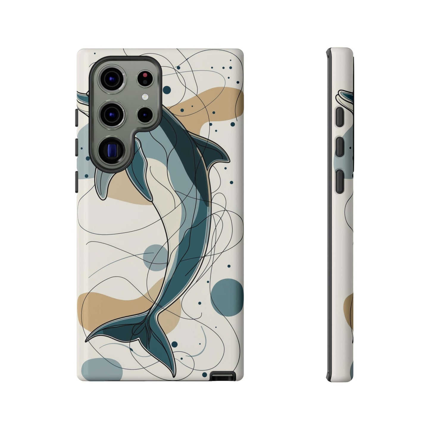 Ocean Whimsy: Abstract Dolphin Splash Phone Case for iPhone, Samsung & Pixel