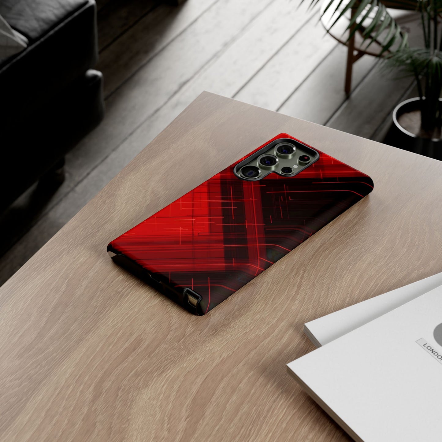Abstract Red and Black Geometric Pattern
