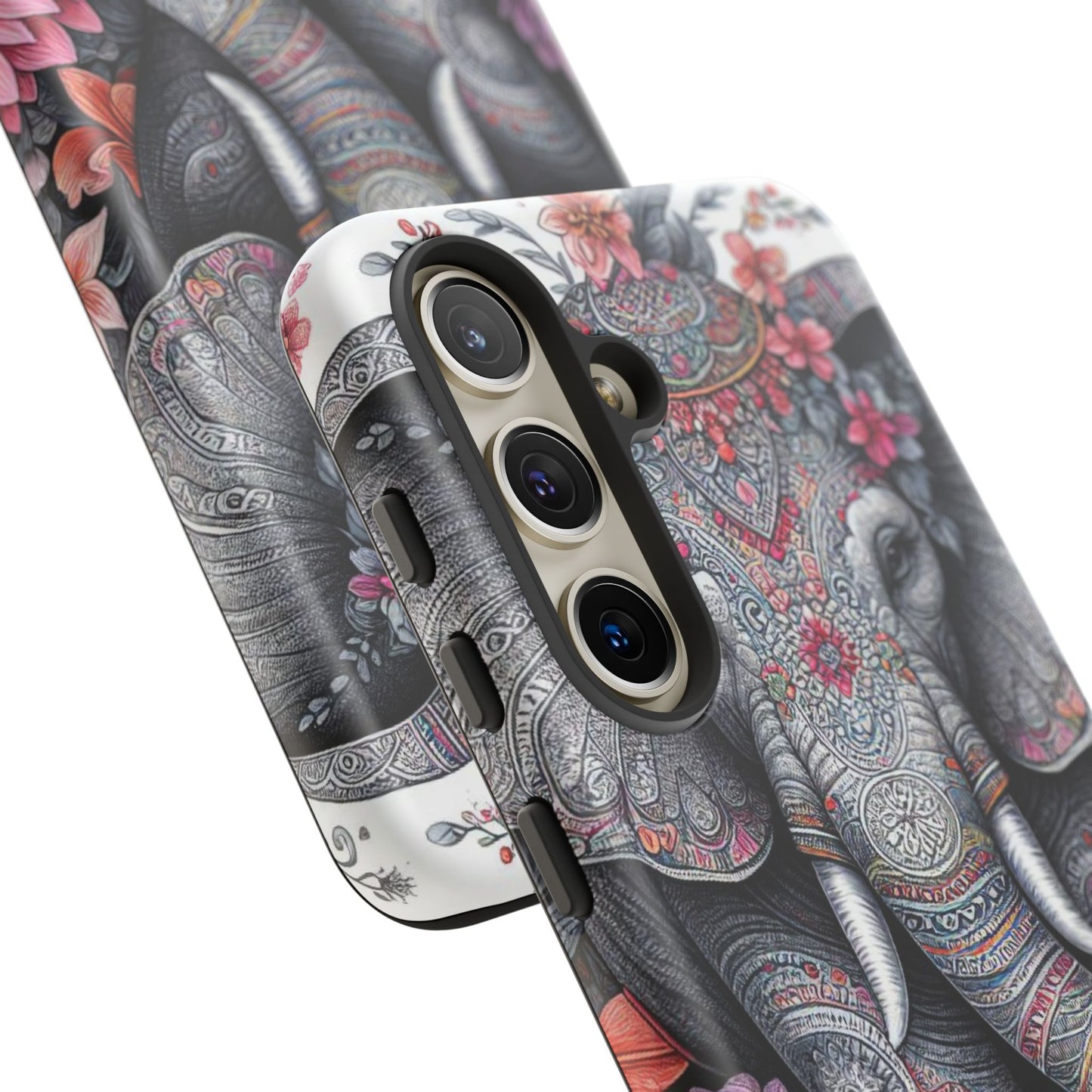 Bohemian Floral Elephant Mobile Cover – Intricate Mandala Art