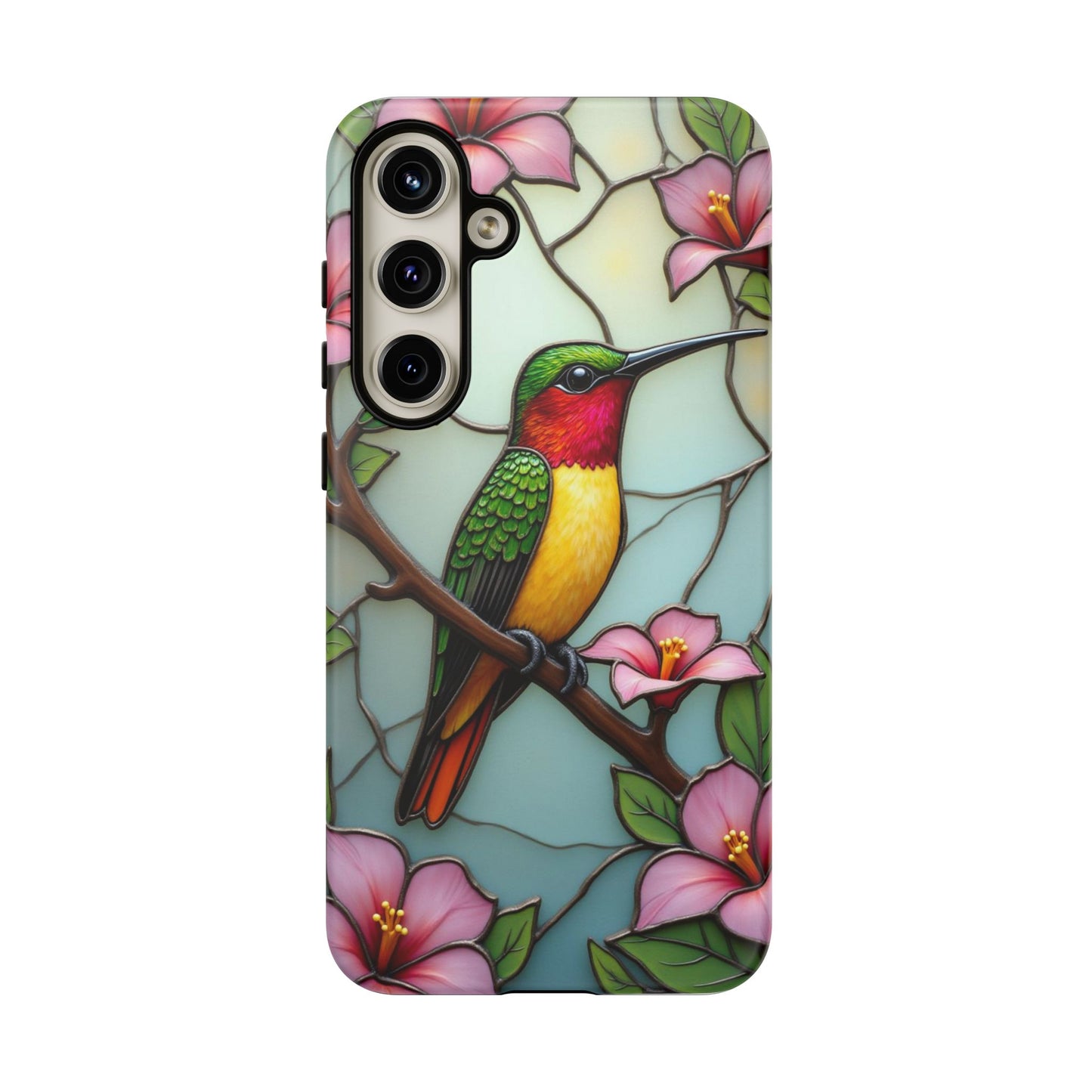 Elegant Hummingbird with Floral Mosaic | Artistic Nature Design