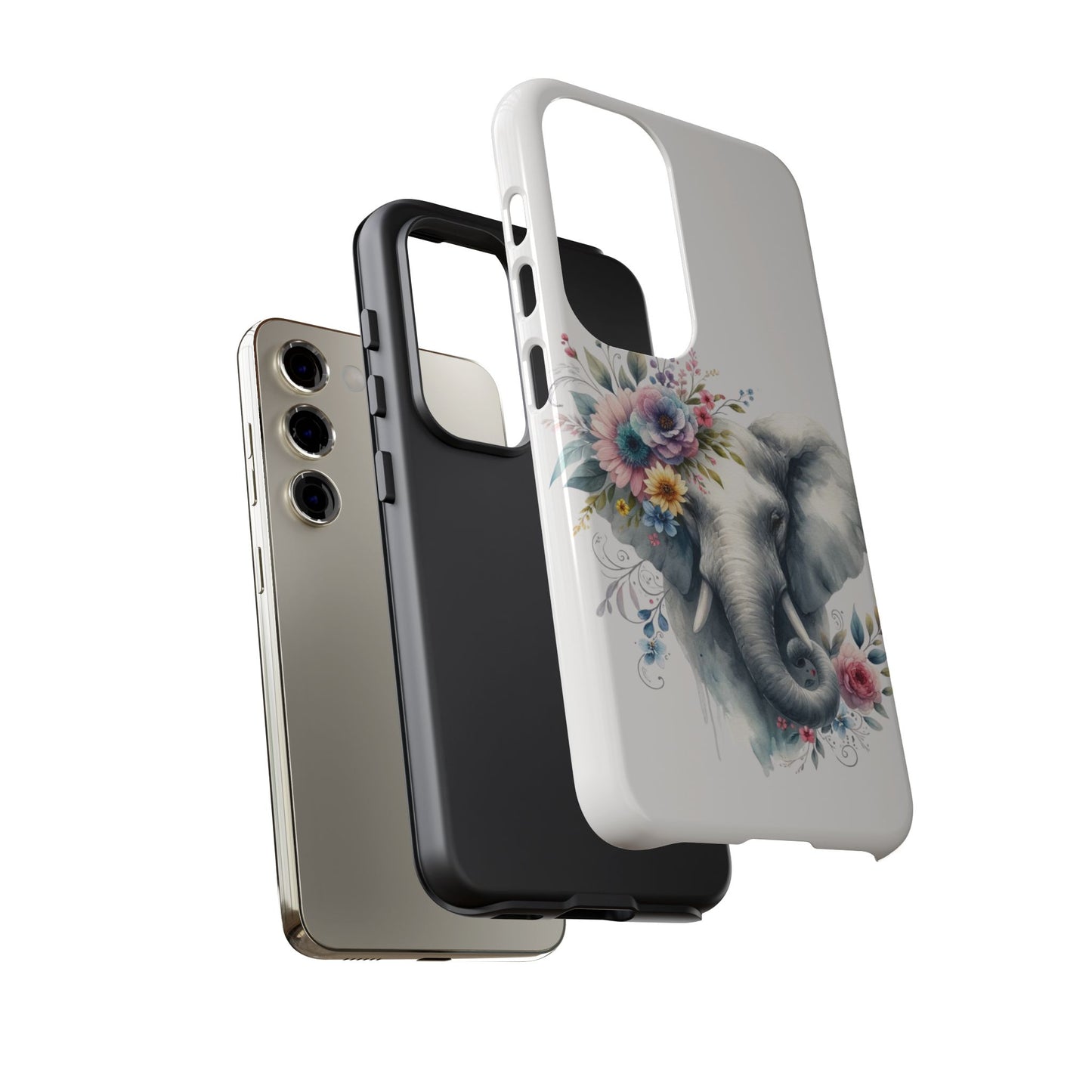 Floral Elephant Mobile Cover – Elegant Watercolor Art