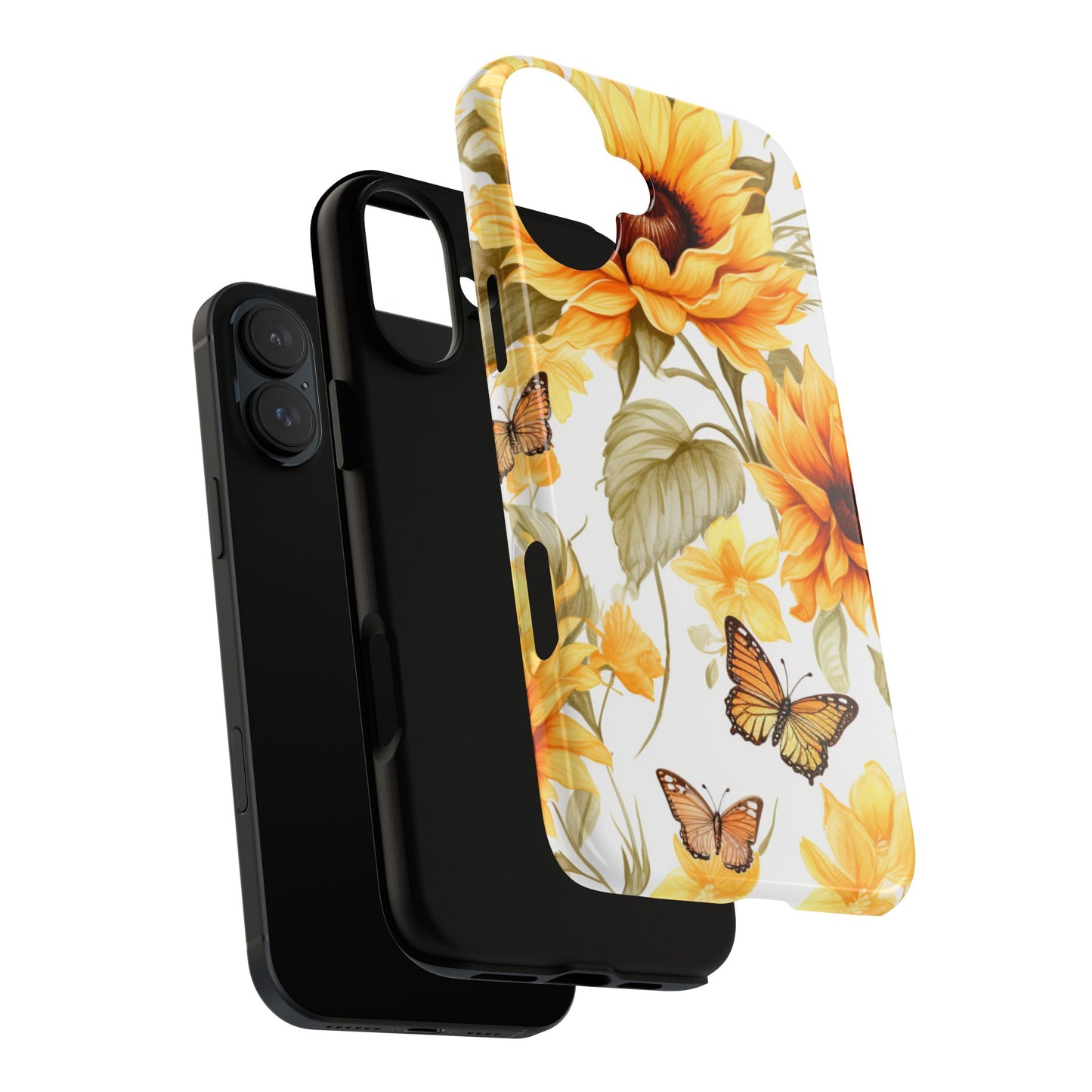 Golden Sunflower & Butterfly Phone Case – Warm & Elegant