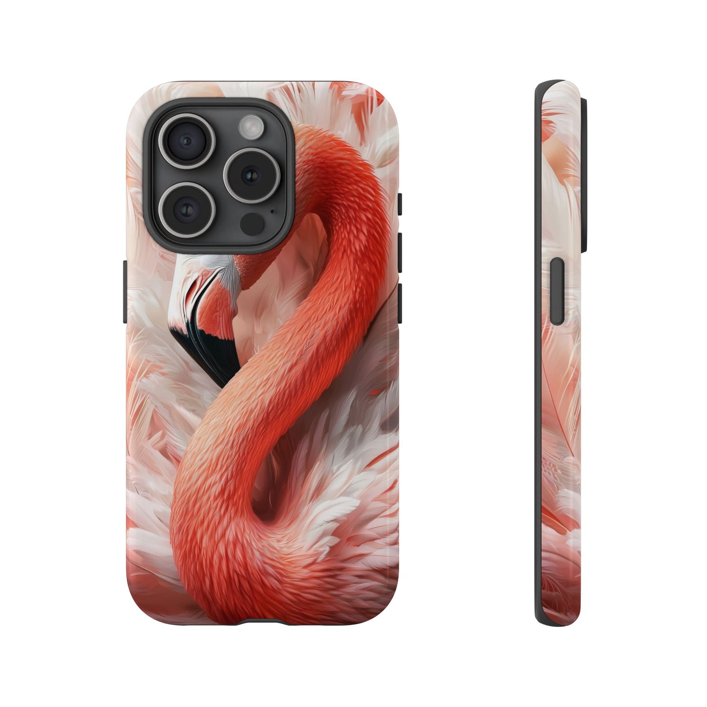 Elegant Flamingo Feather Phone Case for iPhone, Samsung & Google Pixel