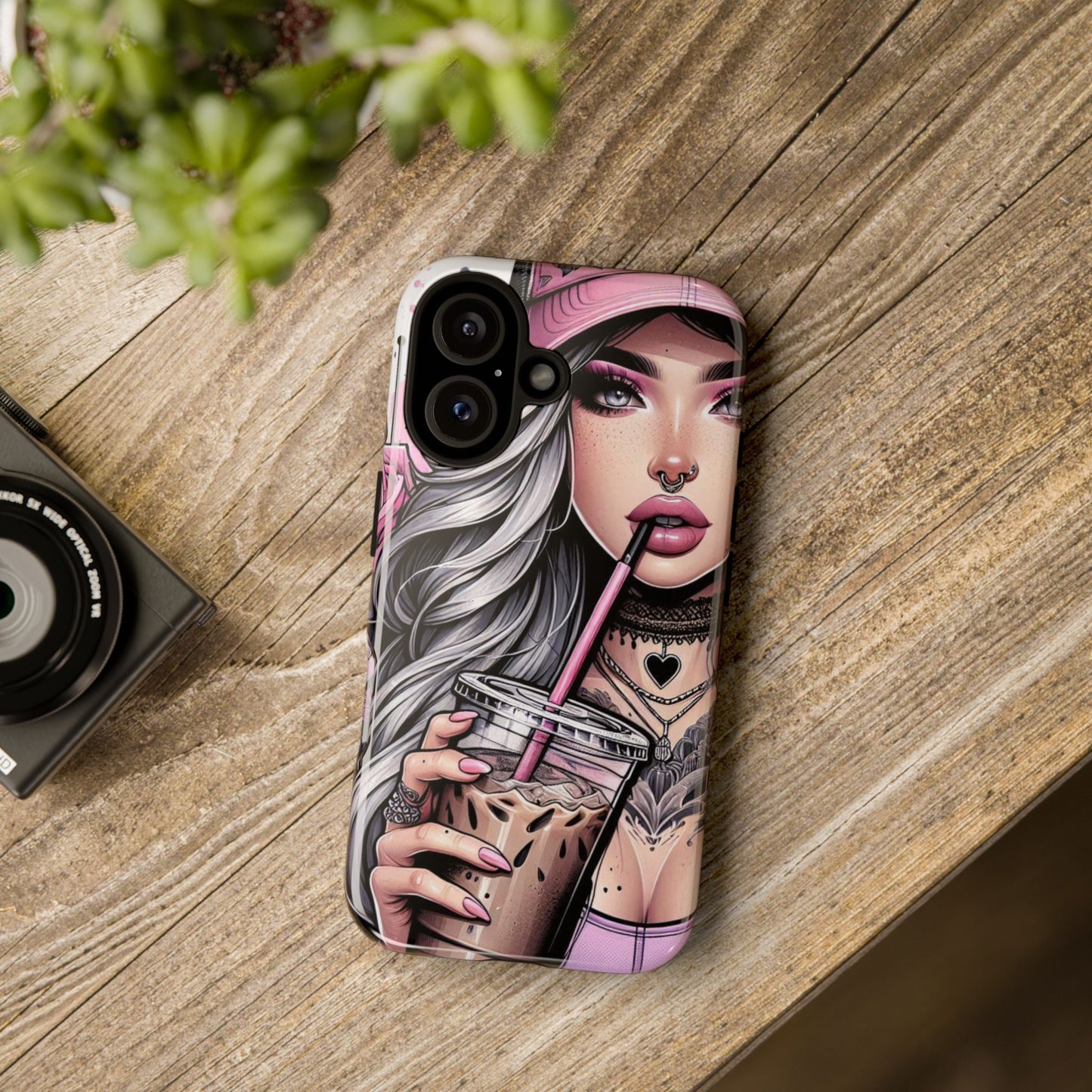 Pink Aesthetic Rebel – Iced Coffee & Inked Beauty Mobile Cover