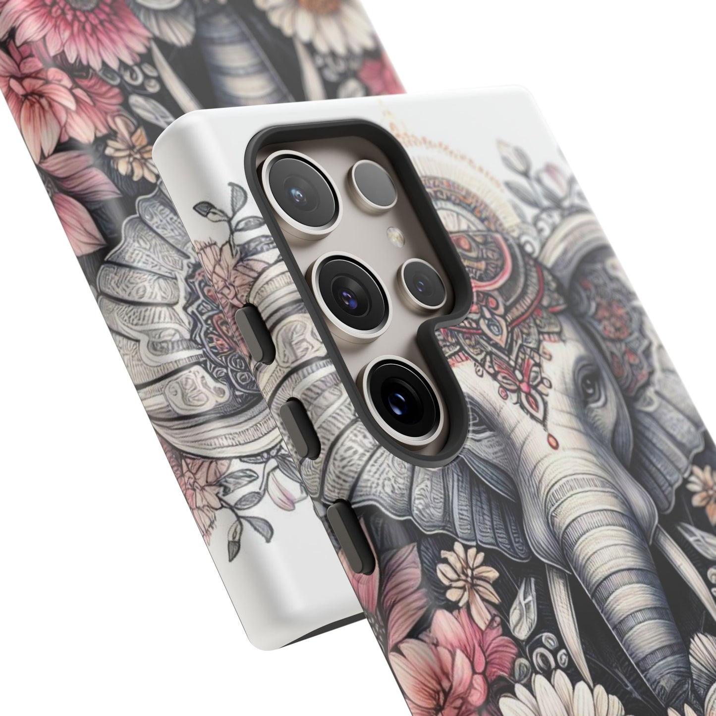 Royal Elephant Mandala Phone Case – Intricate Bohemian Floral Design