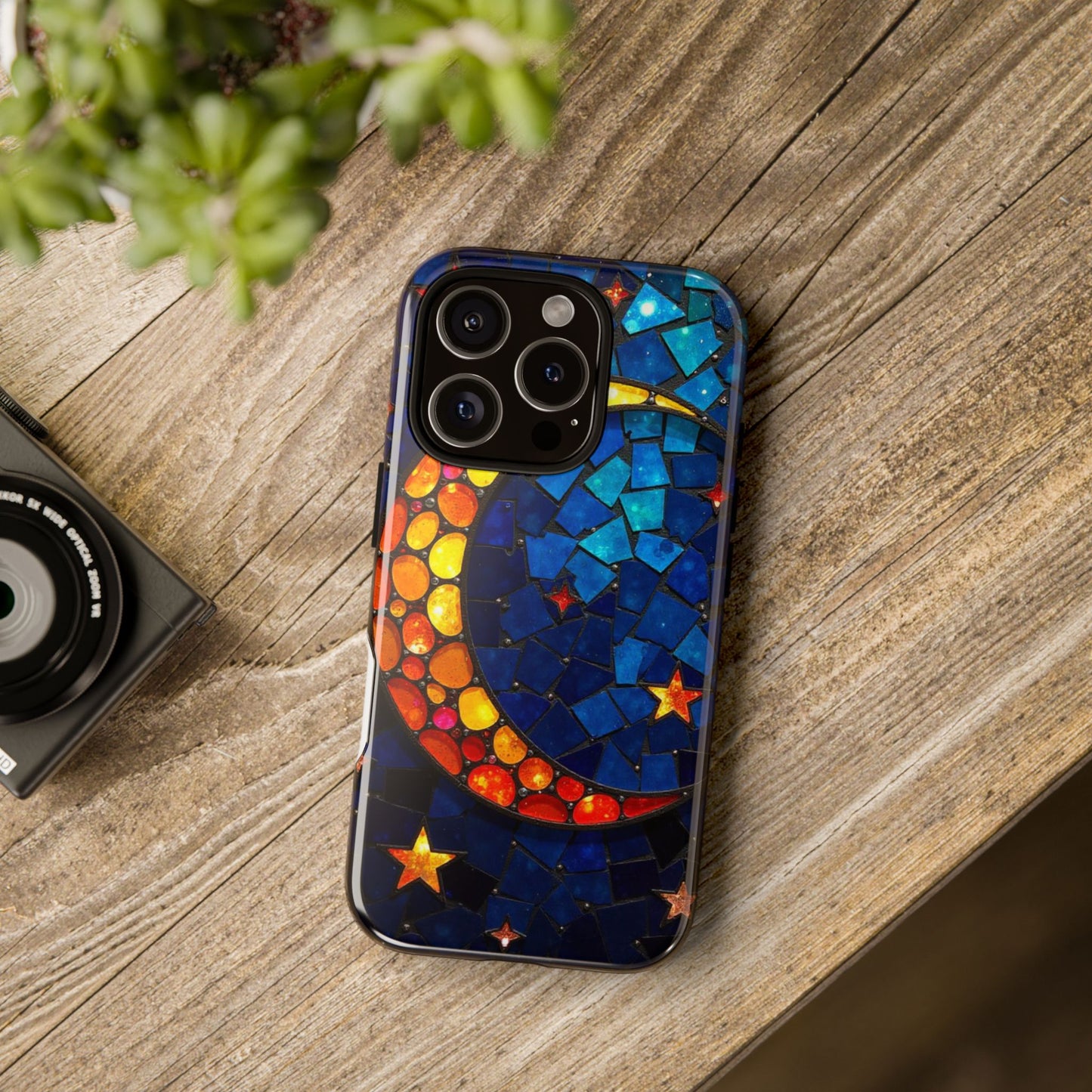 Lunar Glow: Vibrant Moon and Starry Night