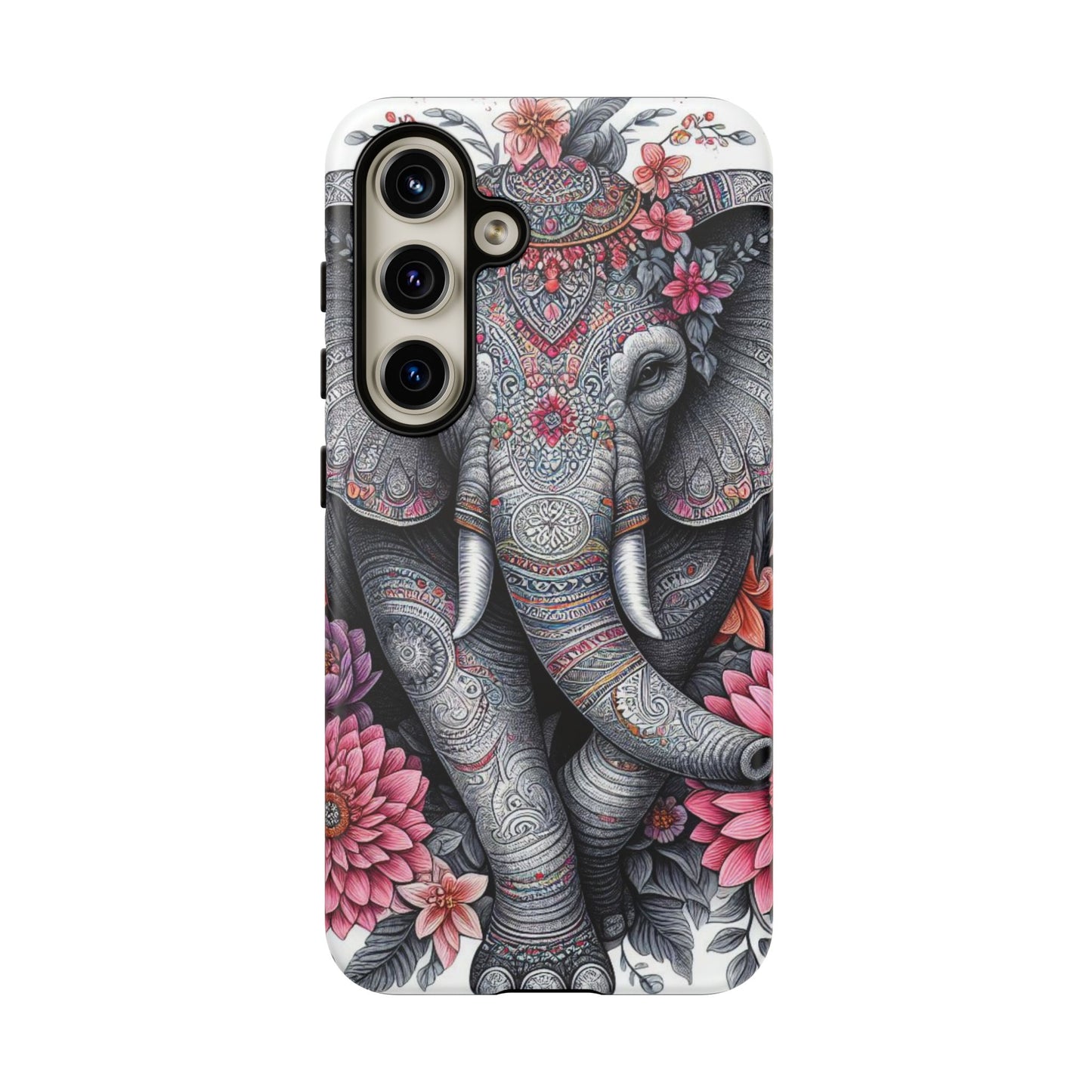 Bohemian Floral Elephant Mobile Cover – Intricate Mandala Art