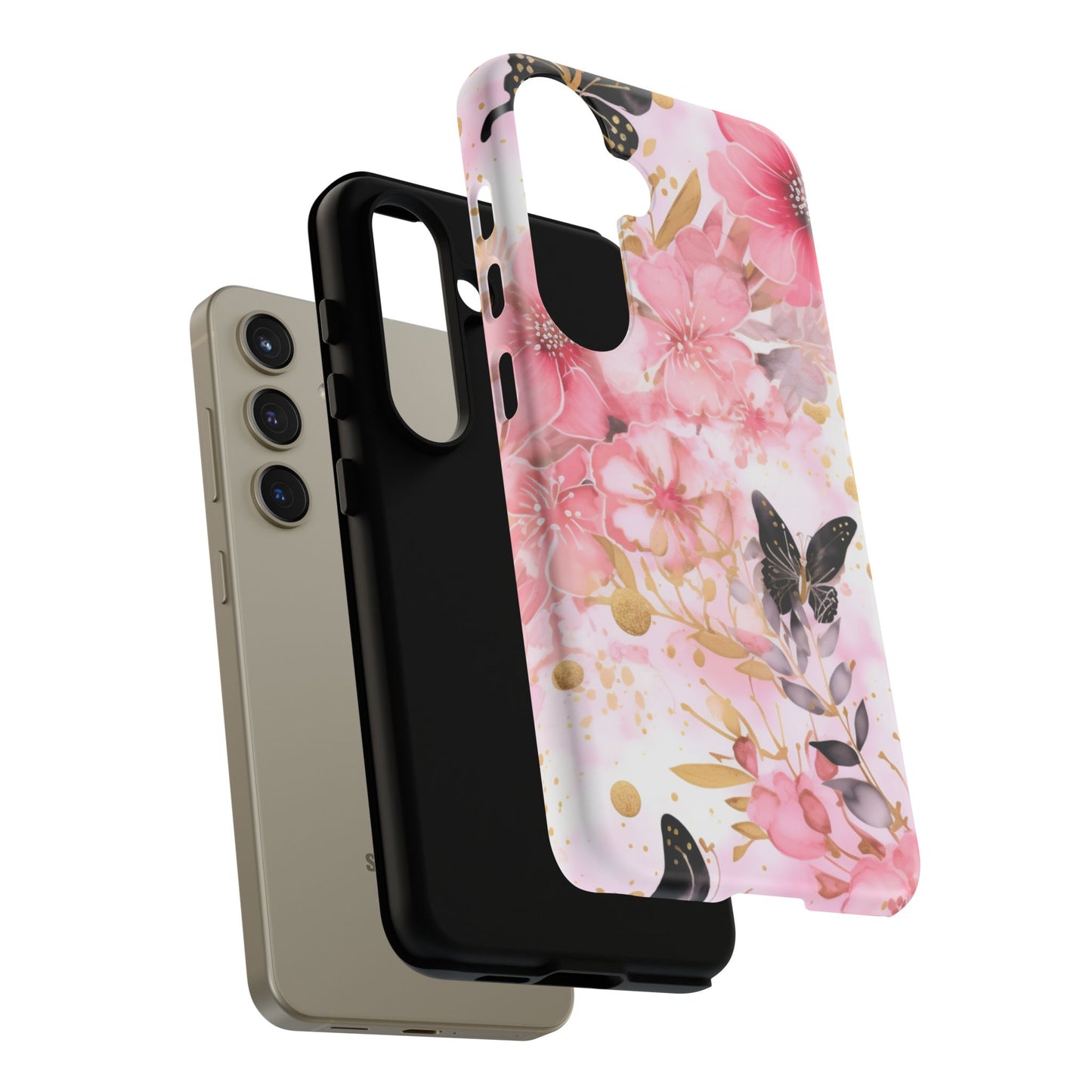 Pink Blossom & Gold Butterfly Mobile Case