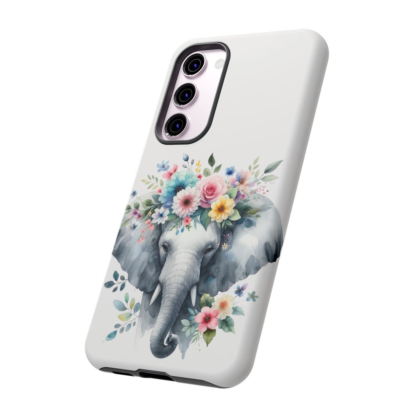 Floral Crown Elephant Mobile Cover – Elegant Watercolor Art