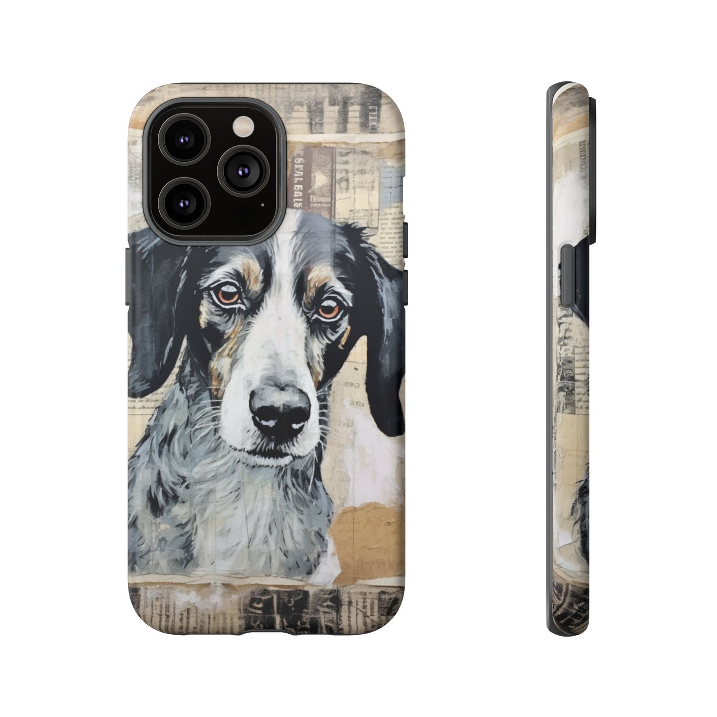 Personalized Rustic Dog Portrait – Vintage Collage Art Style