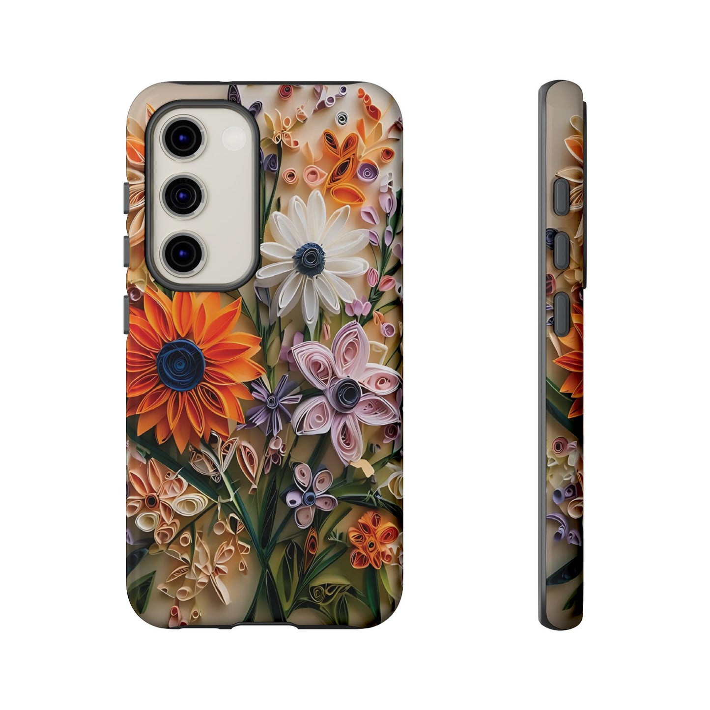Intricate Quilled Floral Artwork In Vibrant Colors phone case design.