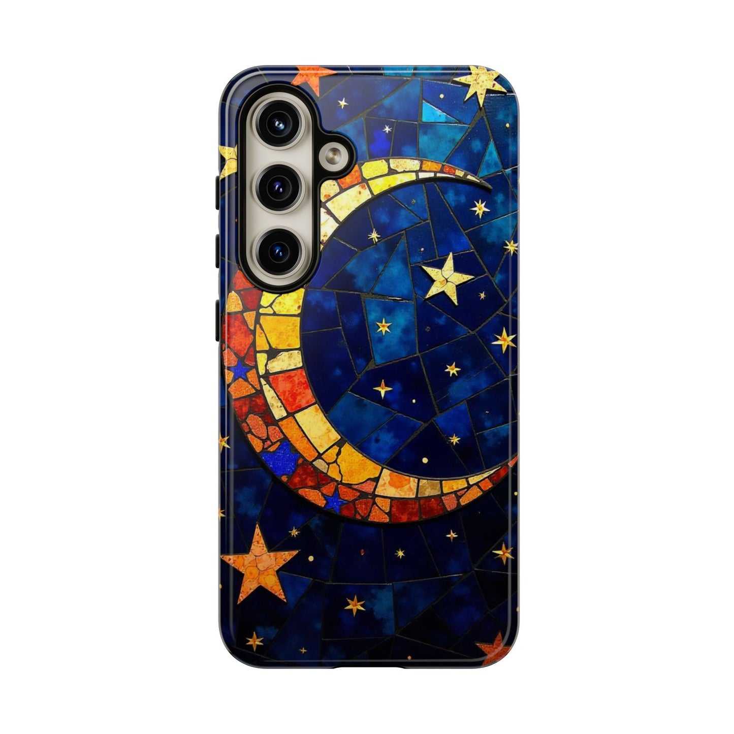 Celestial Crescent: Vibrant Moon and Stars Phone Case