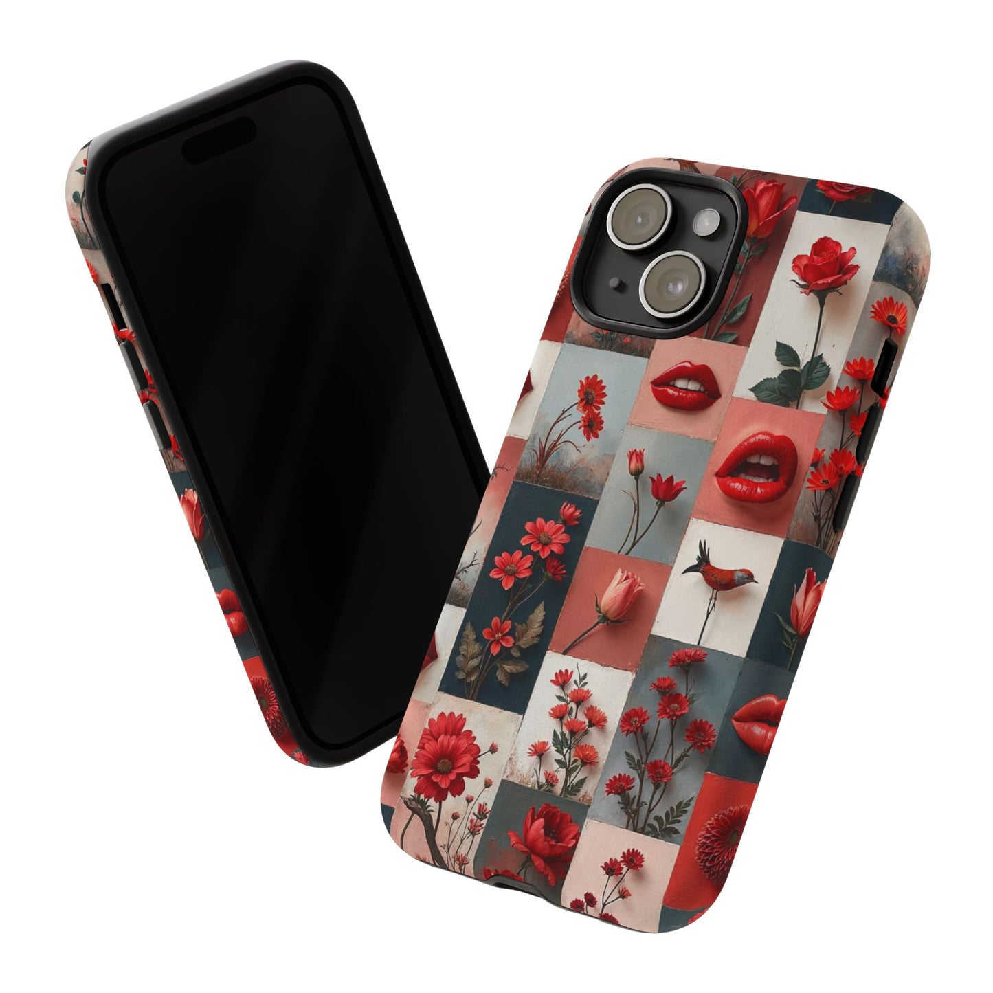 Red Flowers & Lips Collage Phone Case