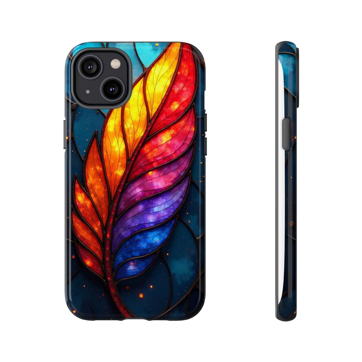 Vivid Feather: Stained Glass Abstract Art