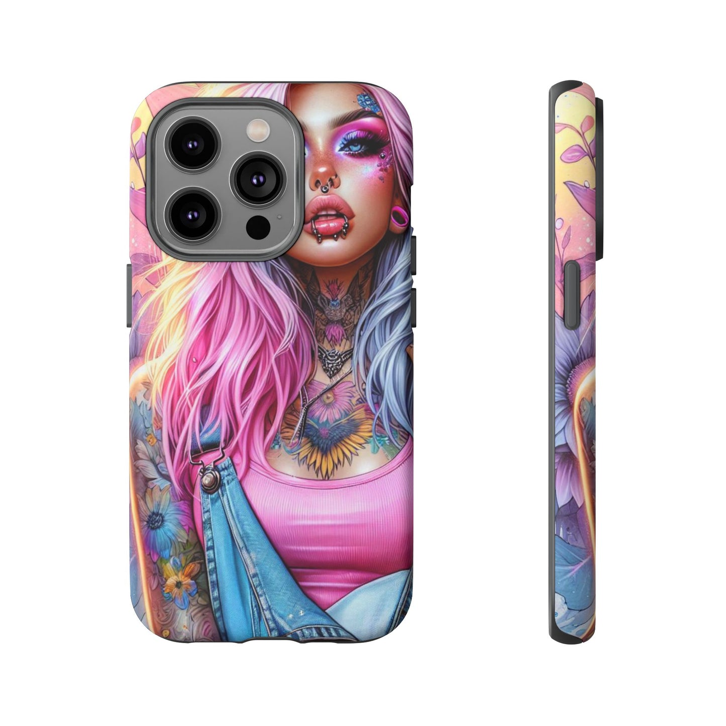Sunset Glow – Pastel Punk & Floral Ink Mobile Cover