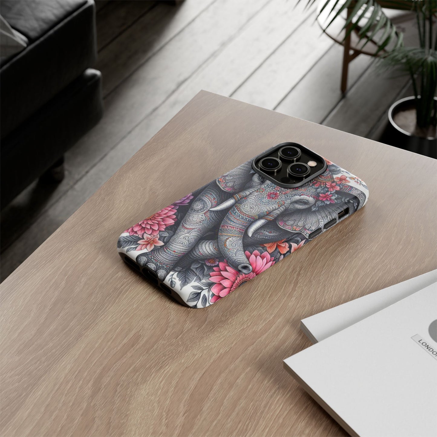 Bohemian Floral Elephant Mobile Cover – Intricate Mandala Art