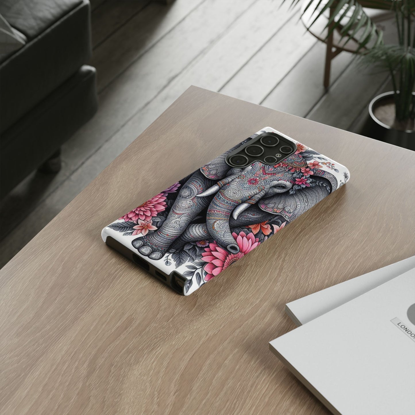 Bohemian Floral Elephant Mobile Cover – Intricate Mandala Art